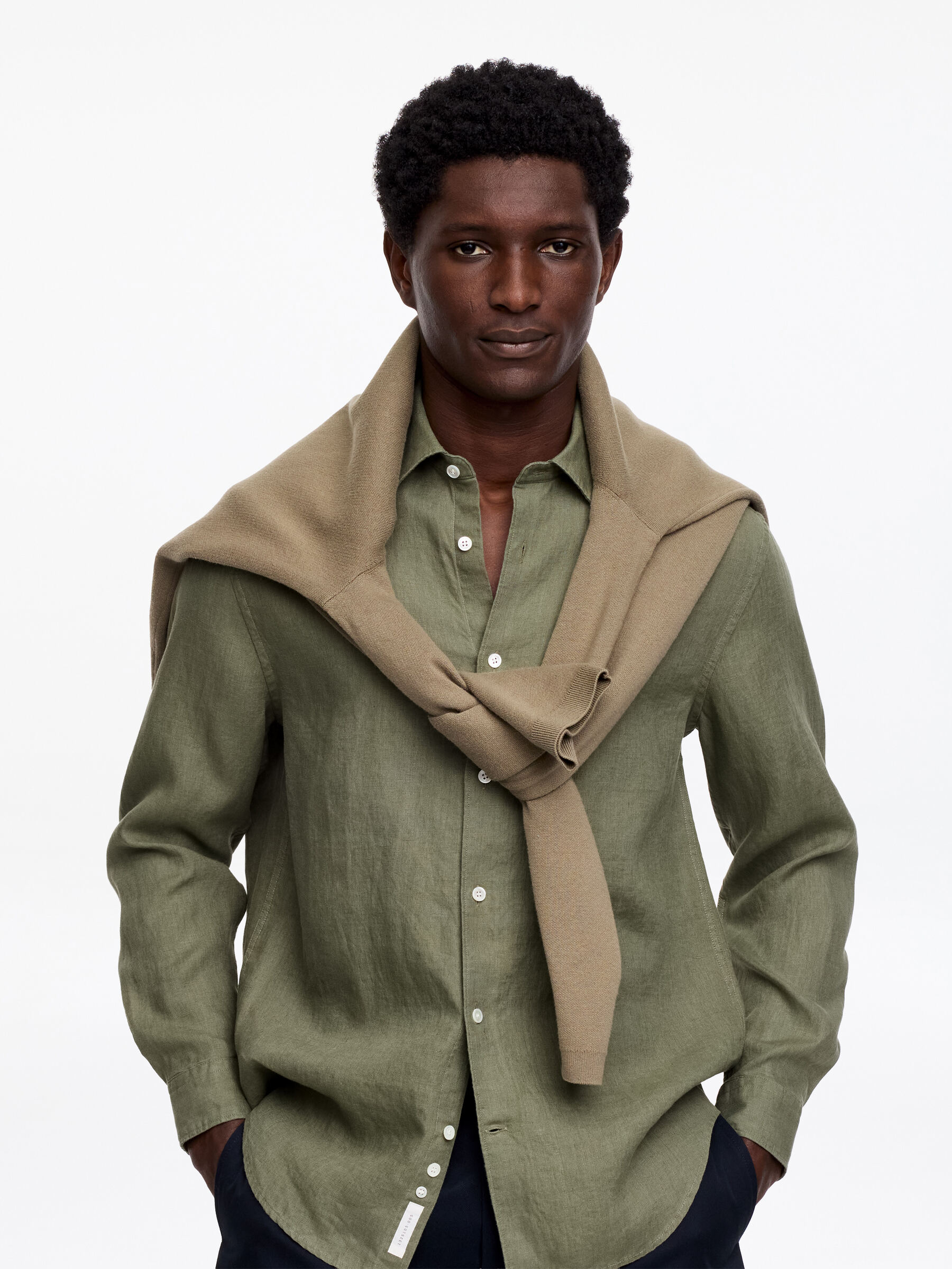 Linen Shirt - Khaki Green - Regular fit - Men - StillMedia/Lookbook - 3