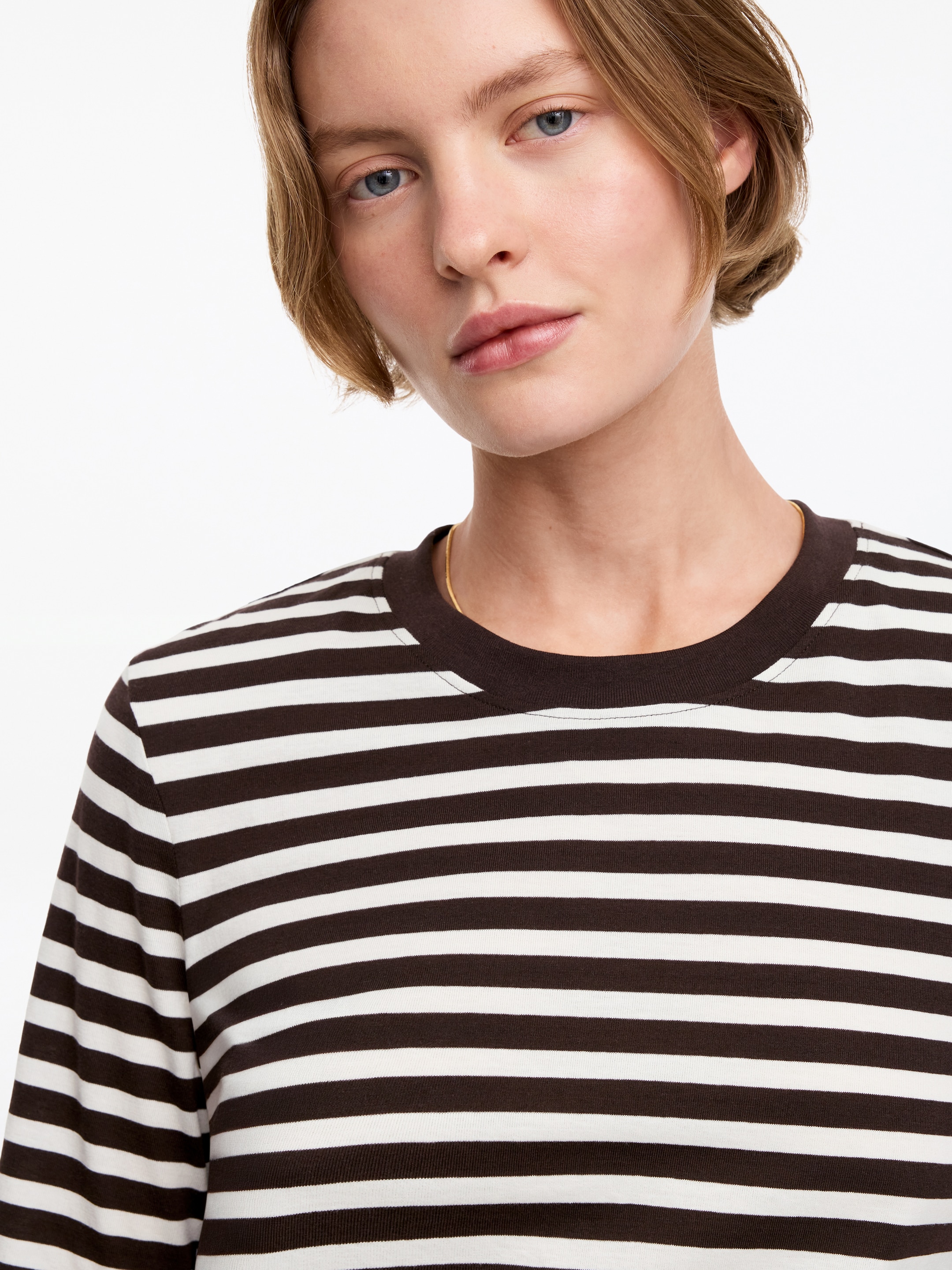 T-shirt Signature a maniche lunghe - Marrone/Bianco - Regular fit - women - StillMedia/Lookbook - 4