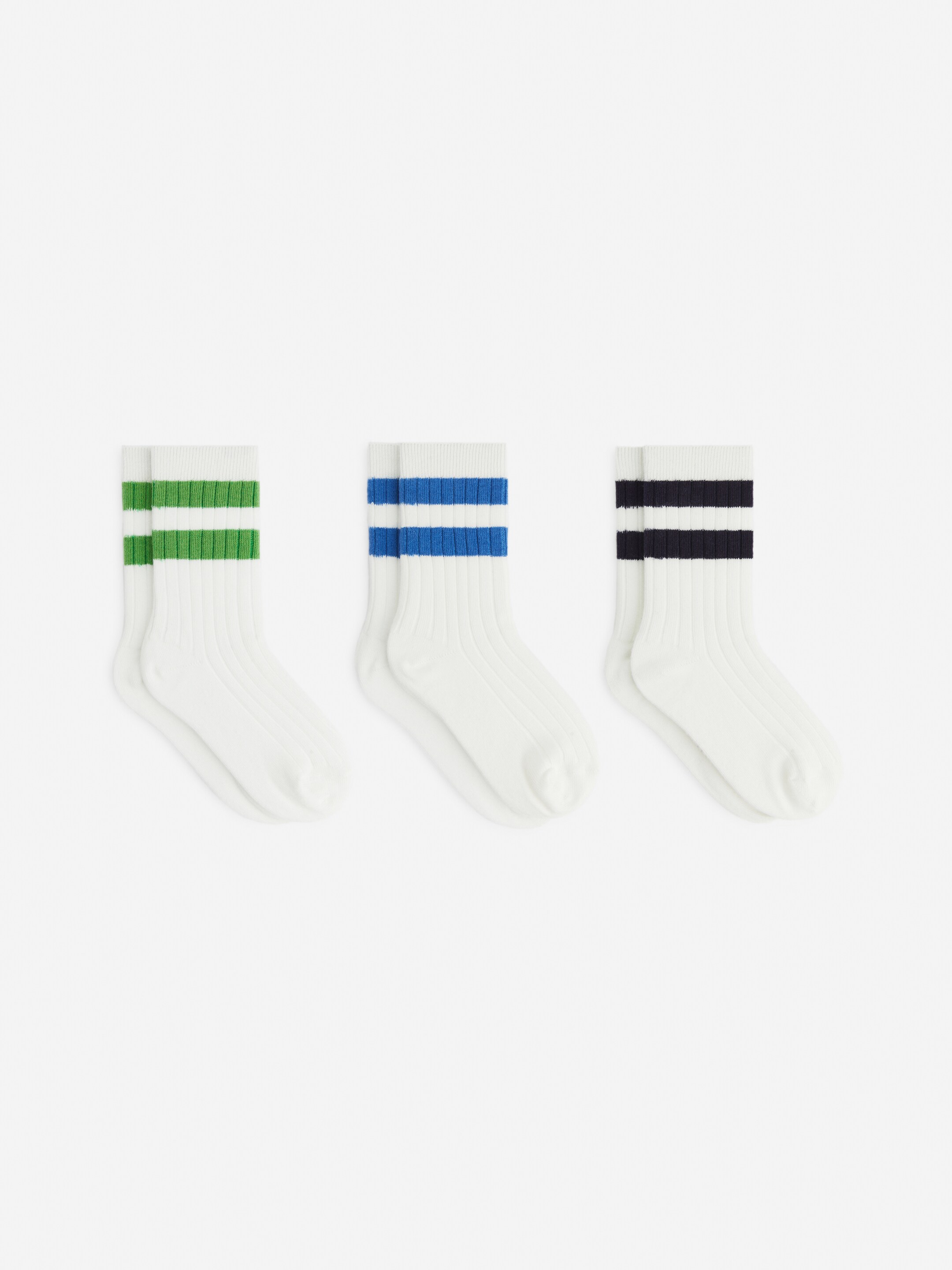Rib Knit Socks Set of 3 - White/Green/Blue - children - StillMedia/DescriptiveStillLife - 5
