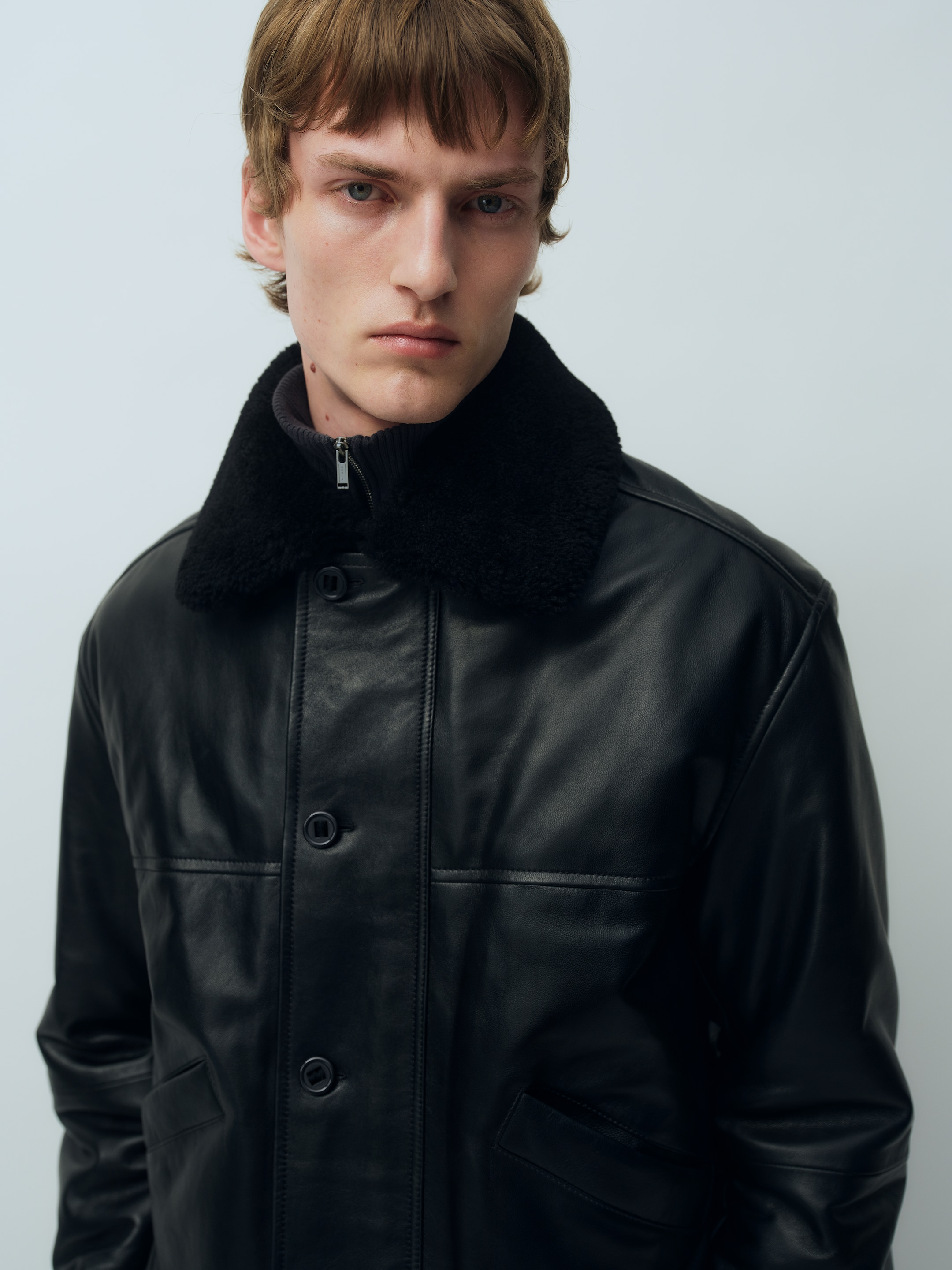 Leather Aviator Jacket - Black - Regular fit - men - StillMedia/Environmental - 1