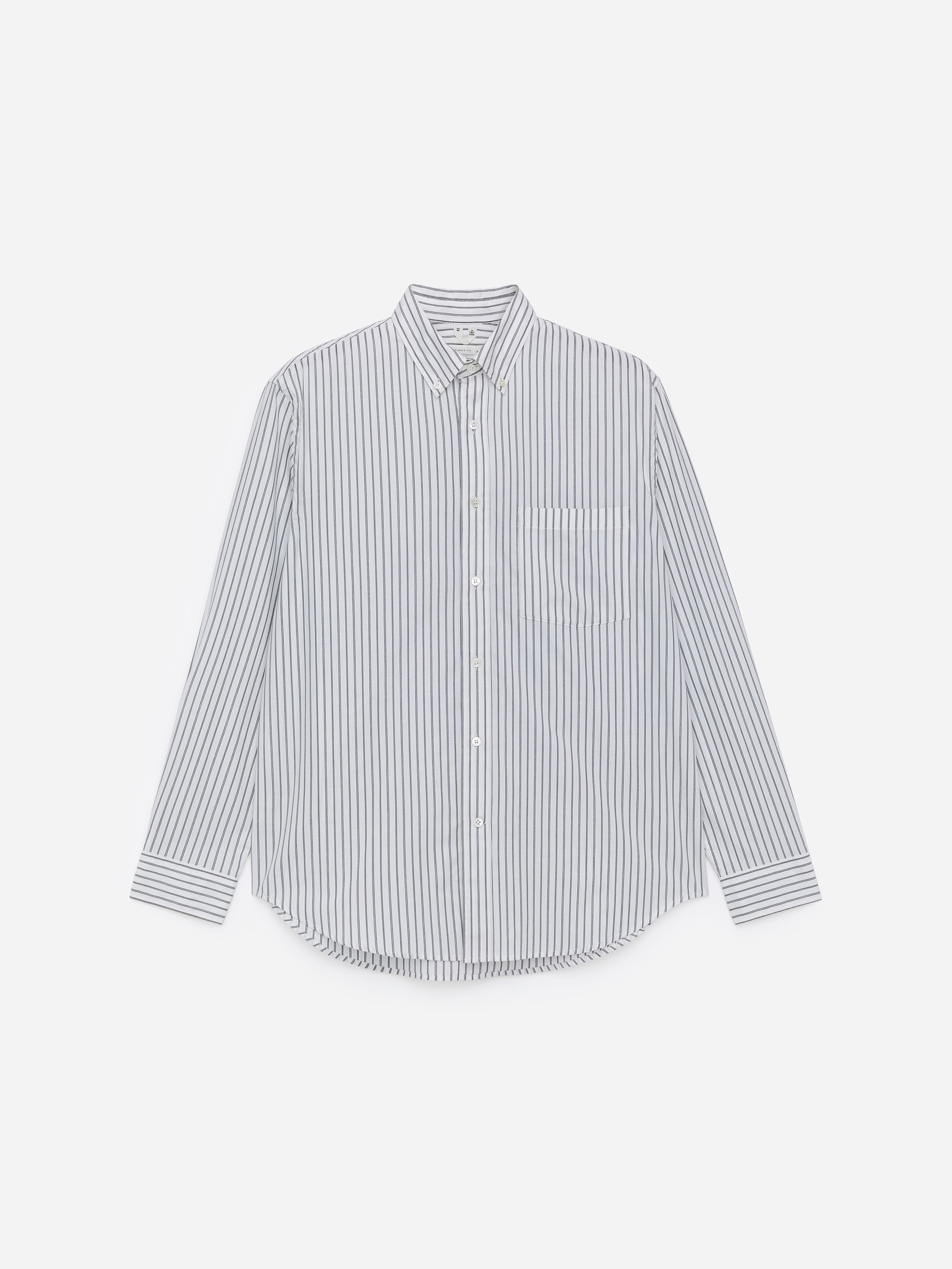 Camisa de popelina holgada - Gris/blanco/Azul claro