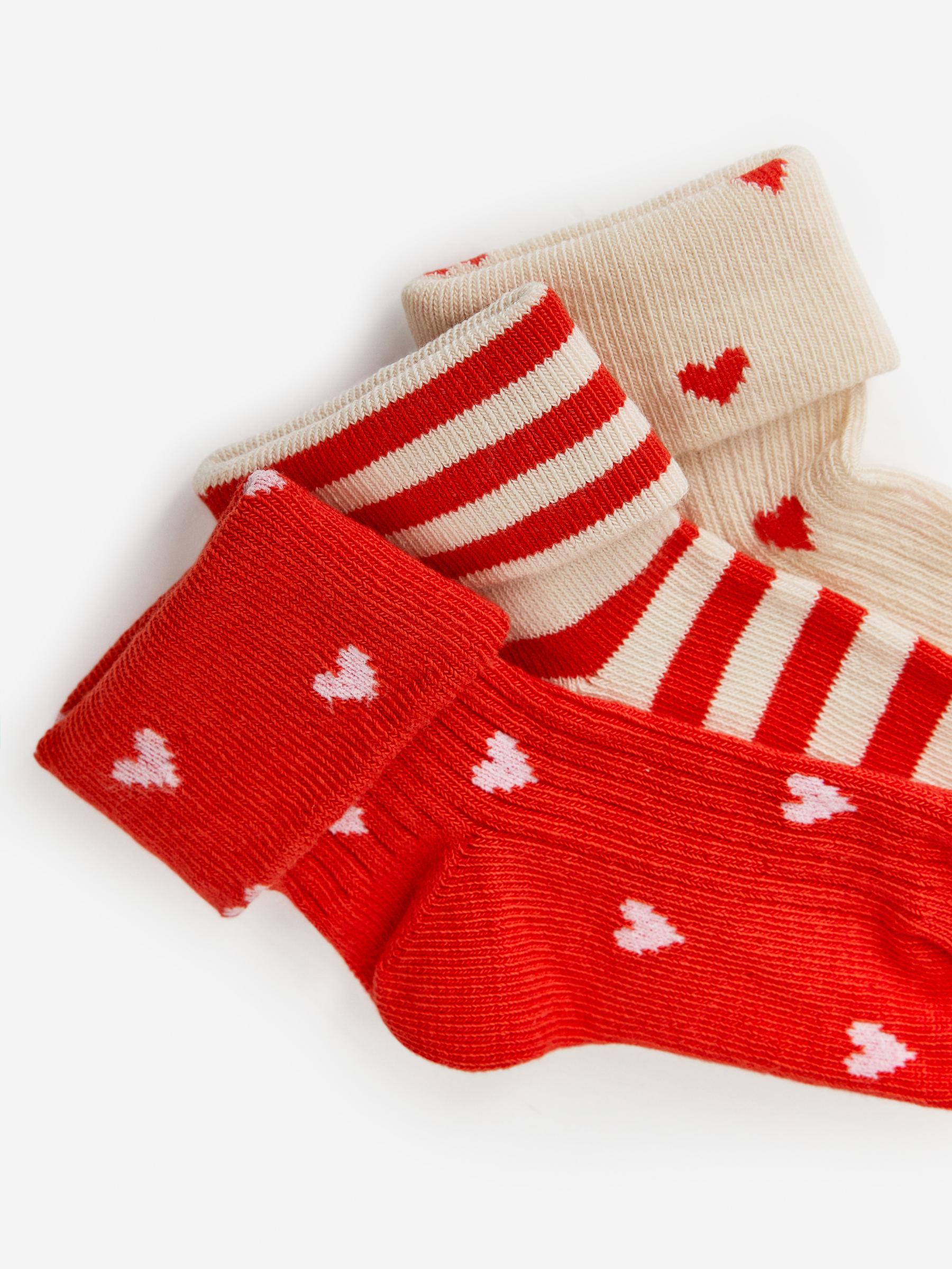 Gerippte Socken, 3er-Pack - Rot/Beige - Kinder - StillMedia/DescriptiveDetail - 1