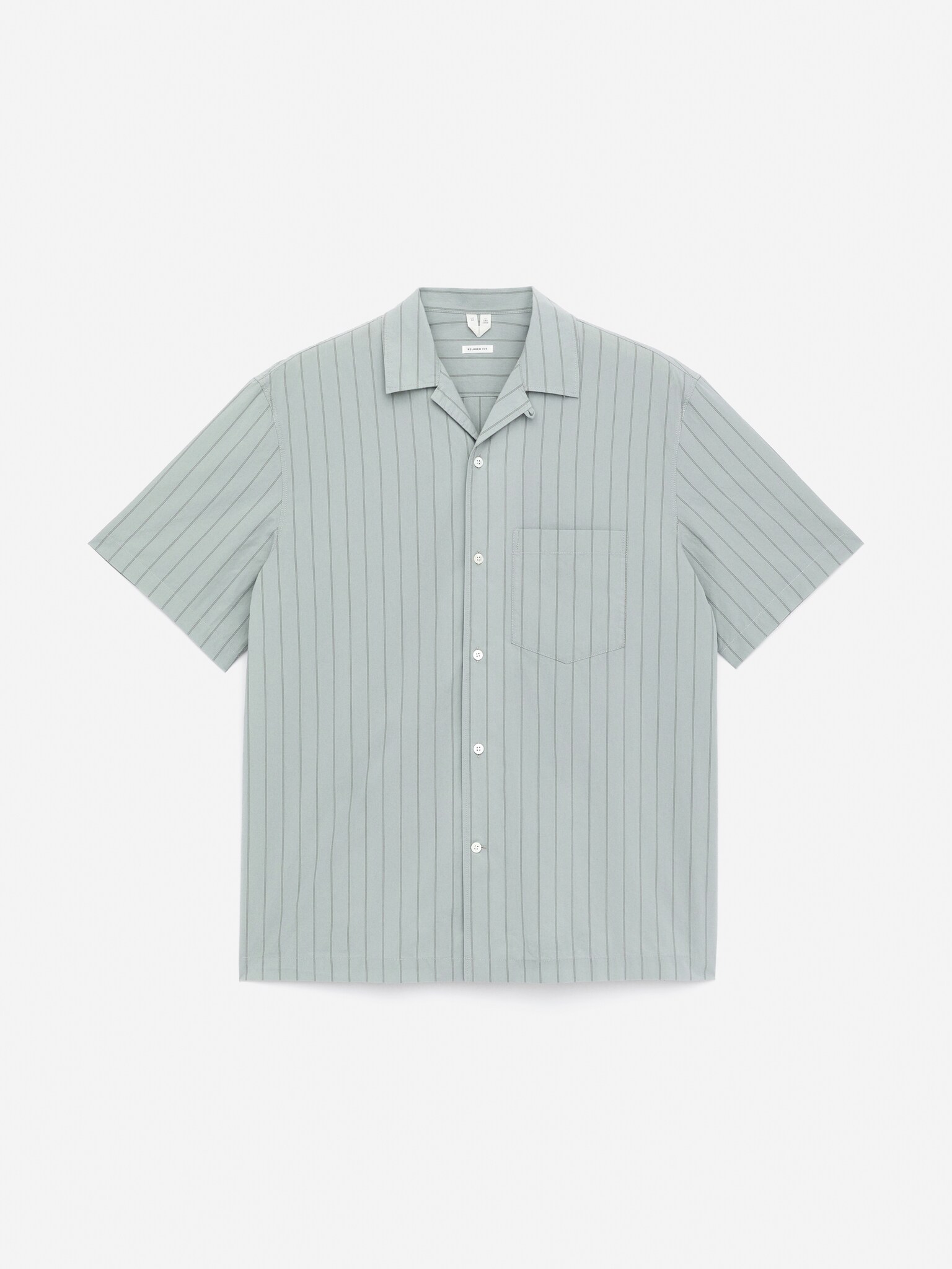 Chemise à col cubain en coton - Vert menthe poudré/Rayures/Blanc cassé/Rayé - 2