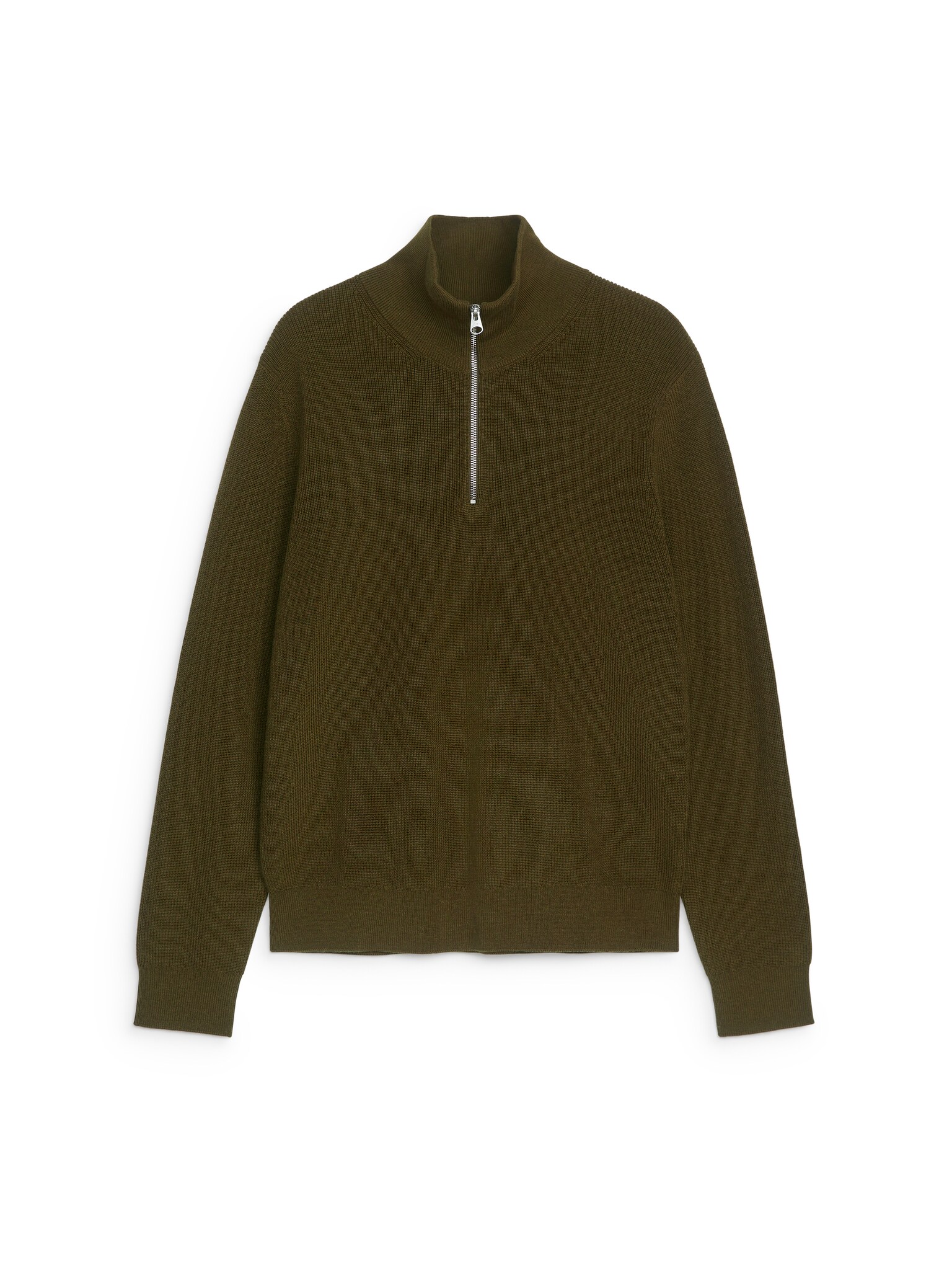 Wool & Cotton Half Zip Jumper - Dark Green/Dark Grey/Dark Blue