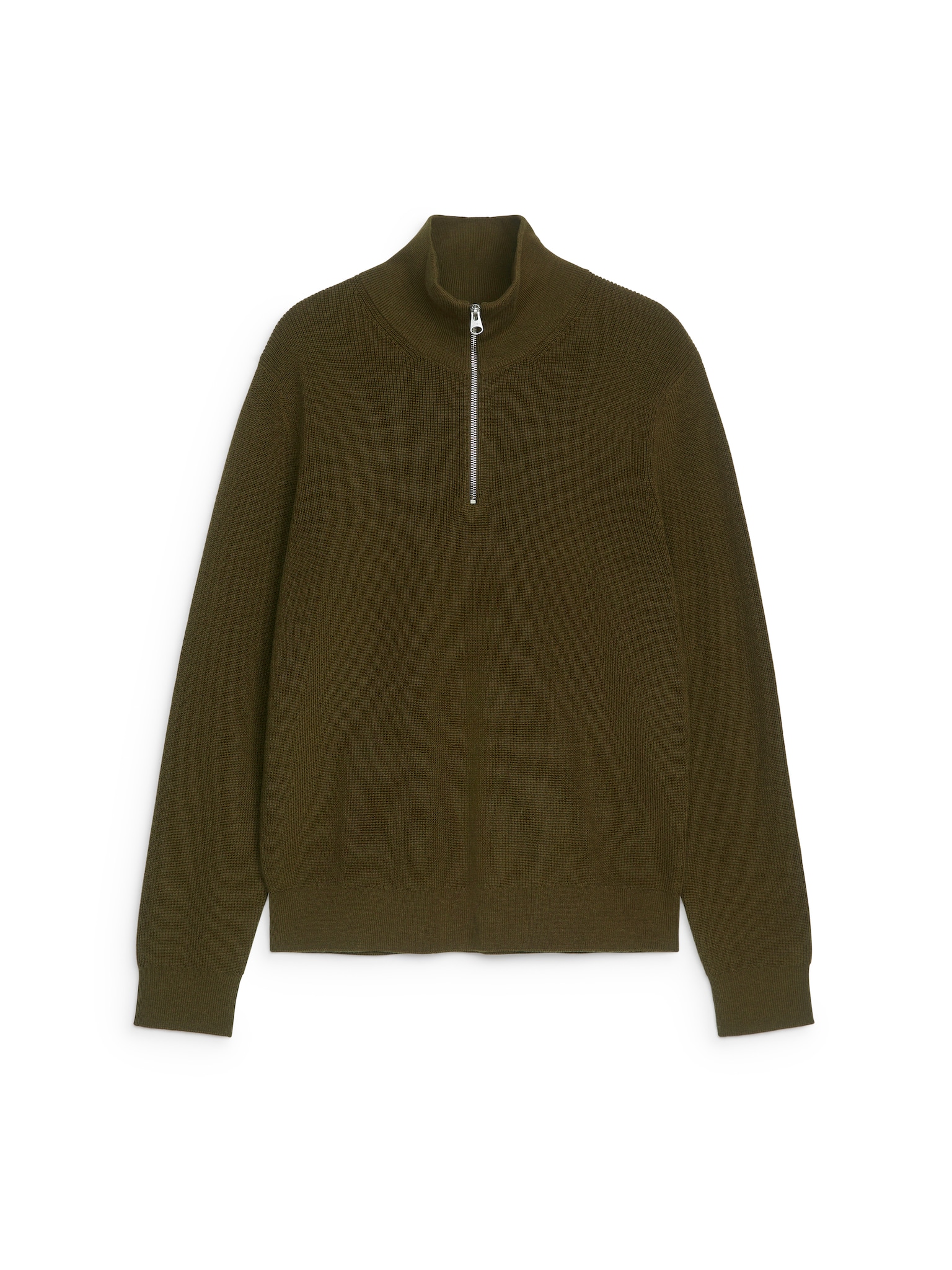 Wool & Cotton Half Zip Jumper - Dark Green/Dark Blue