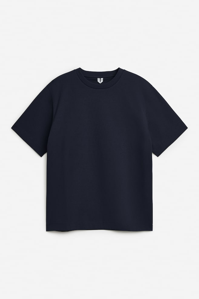 Camiseta boxy de interlock - Azul oscuro/Blanco/Negro - 1