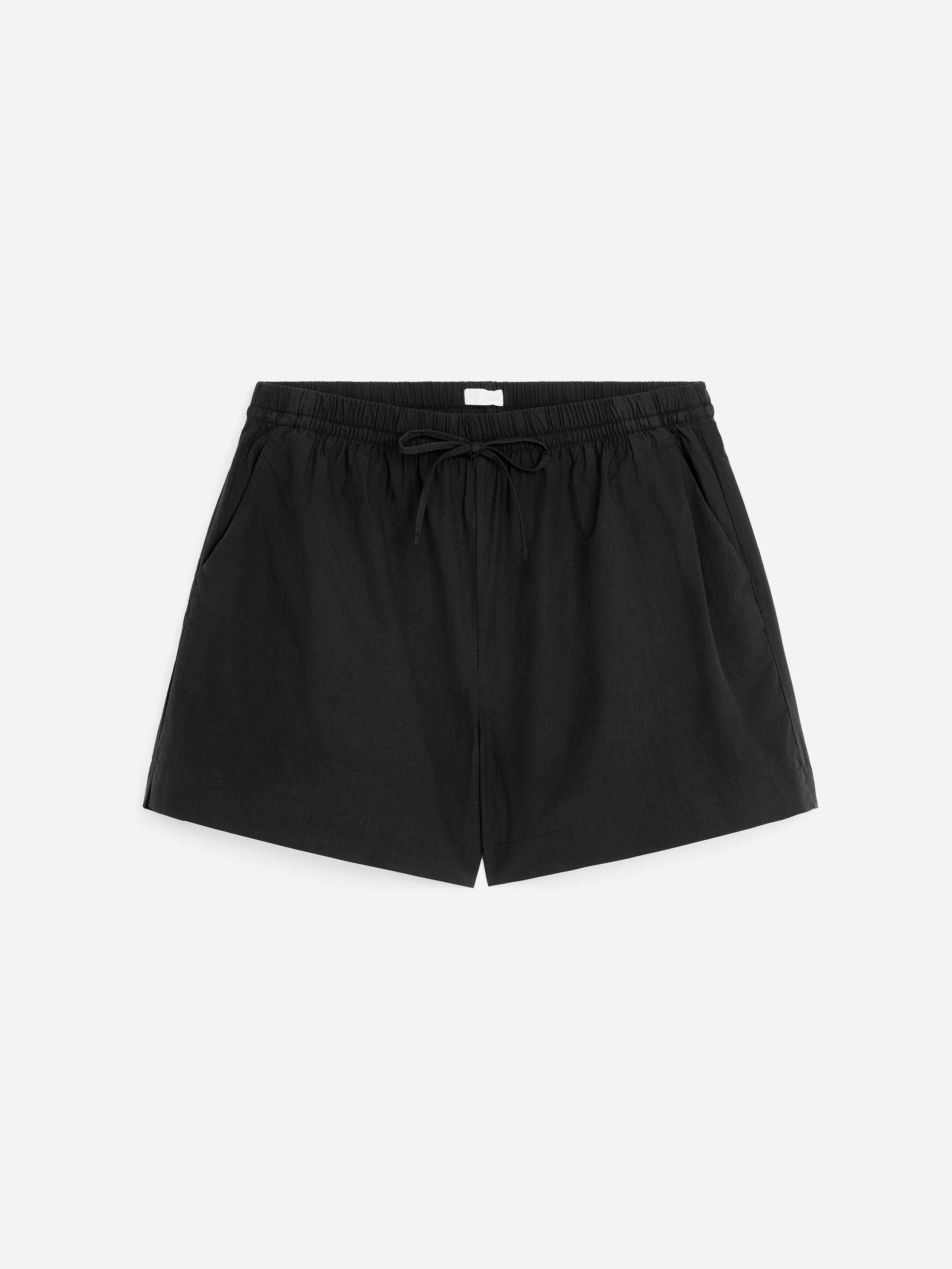 Drawstring Poplin Shorts - Black - Relaxed fit - Women - StillMedia/DescriptiveStillLife - 1