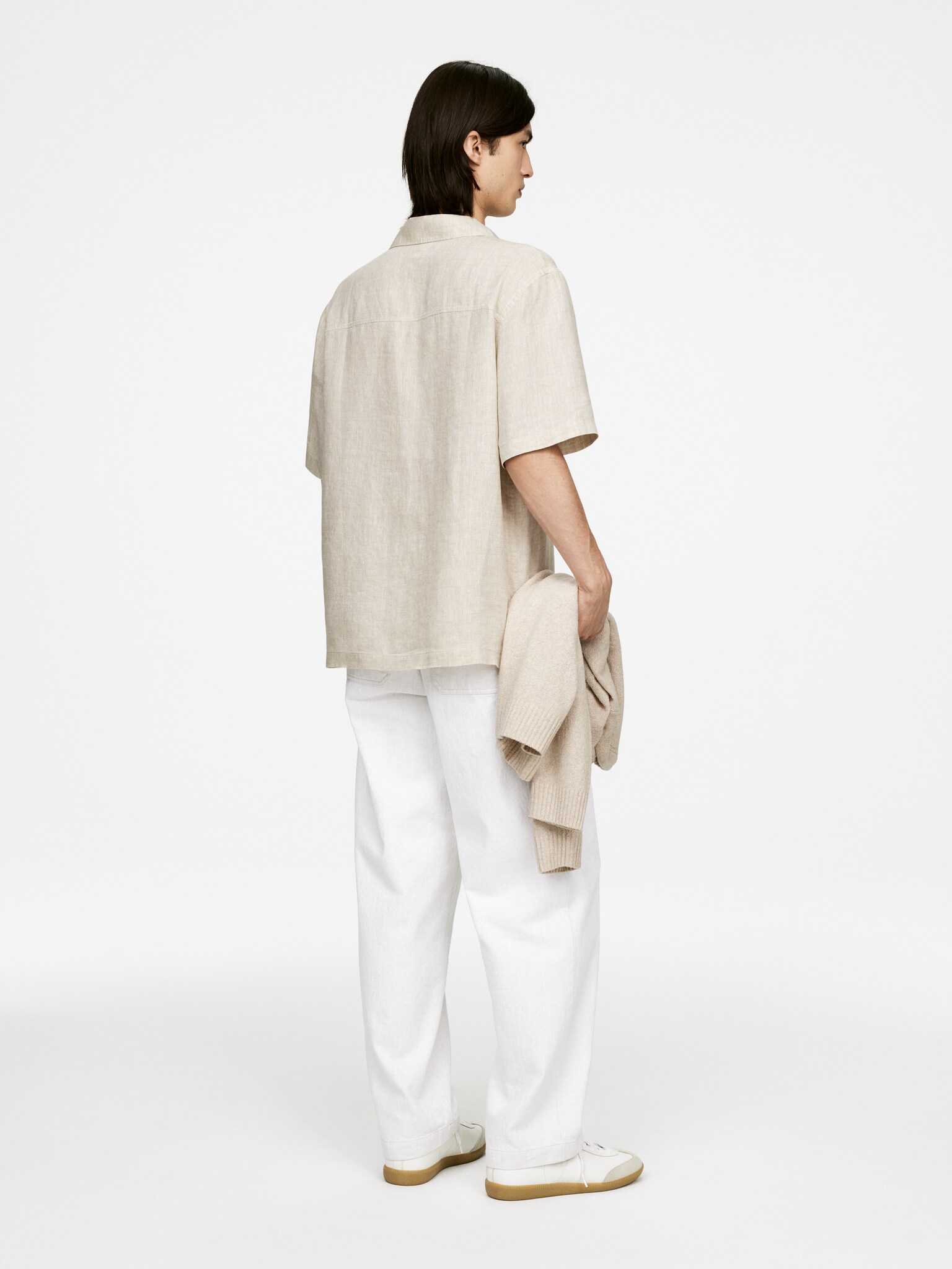Chemise en lin à manches courtes - Beige/Bleu foncé/Vert/Noir - 5