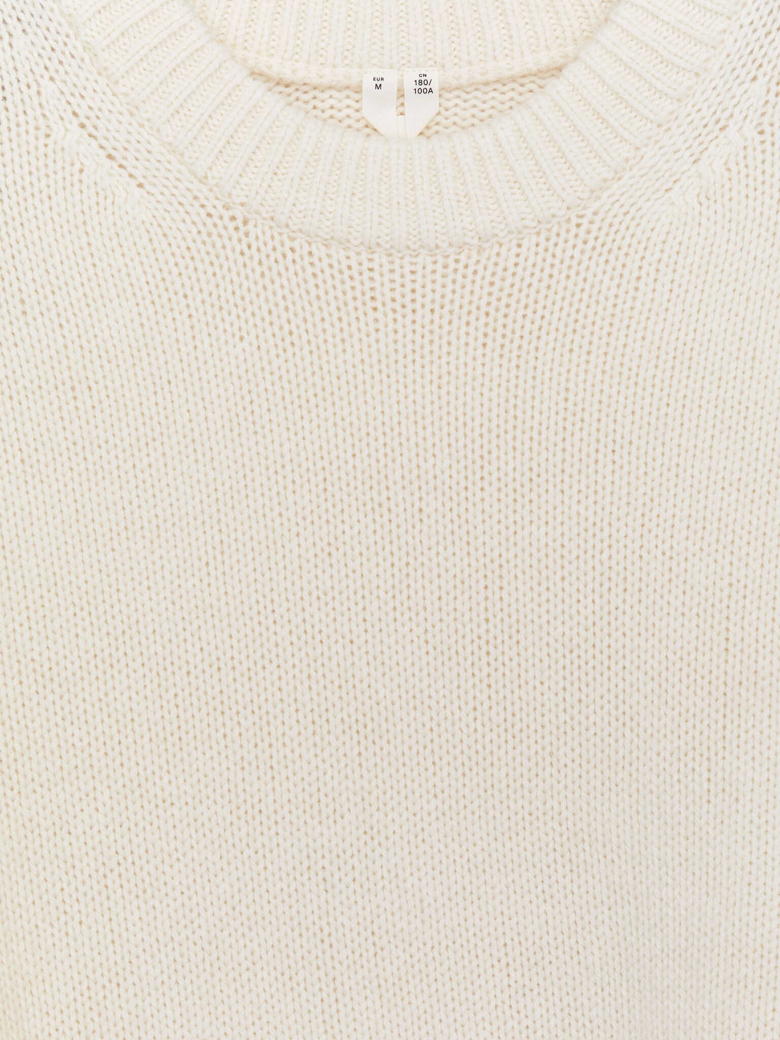 Kraftig striktrøje i uldblend - Råhvid/Mørkeblå/Beige meleret - 2