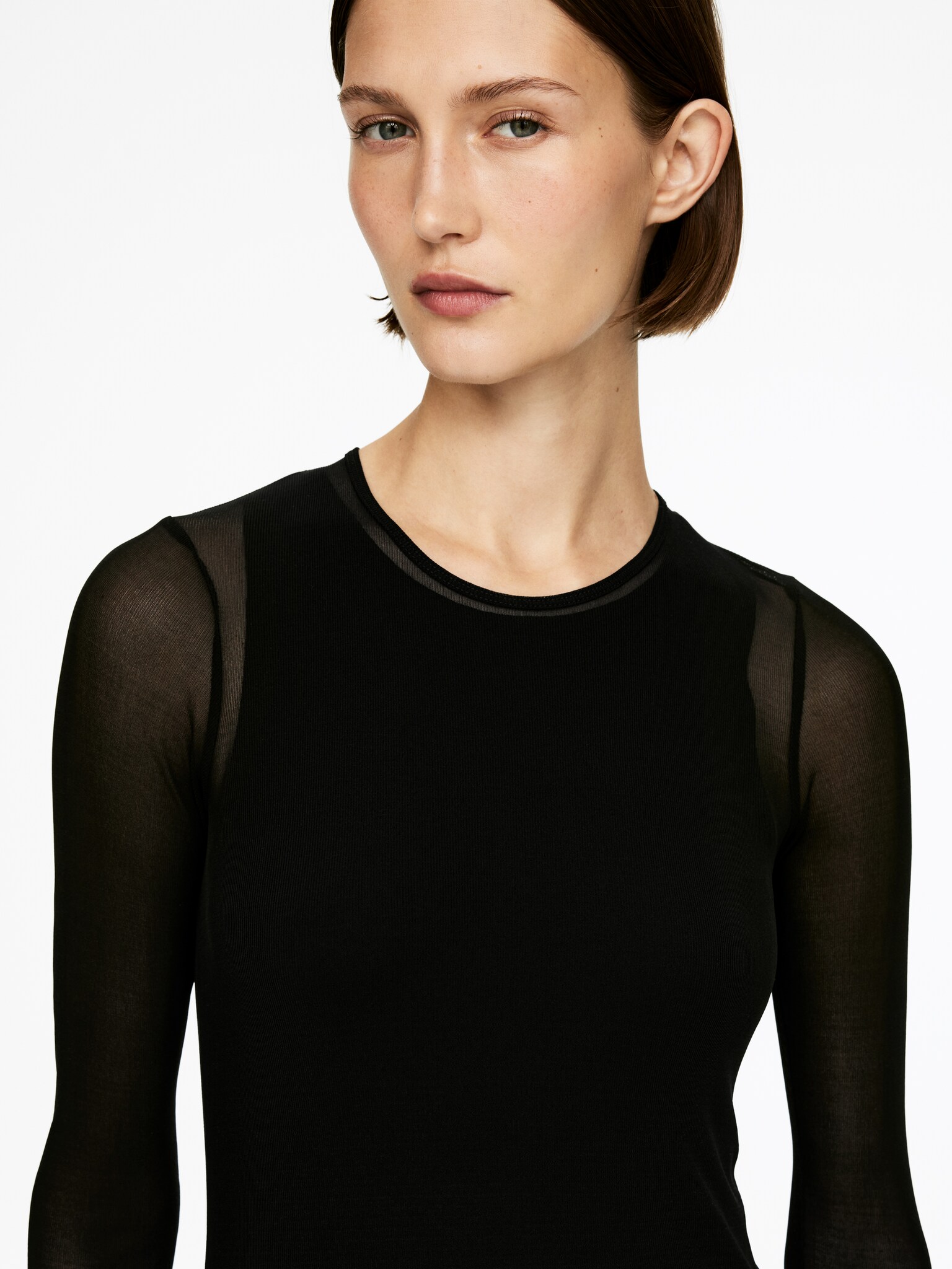 Sheer Silk Top - Black/Dark Brown - 6