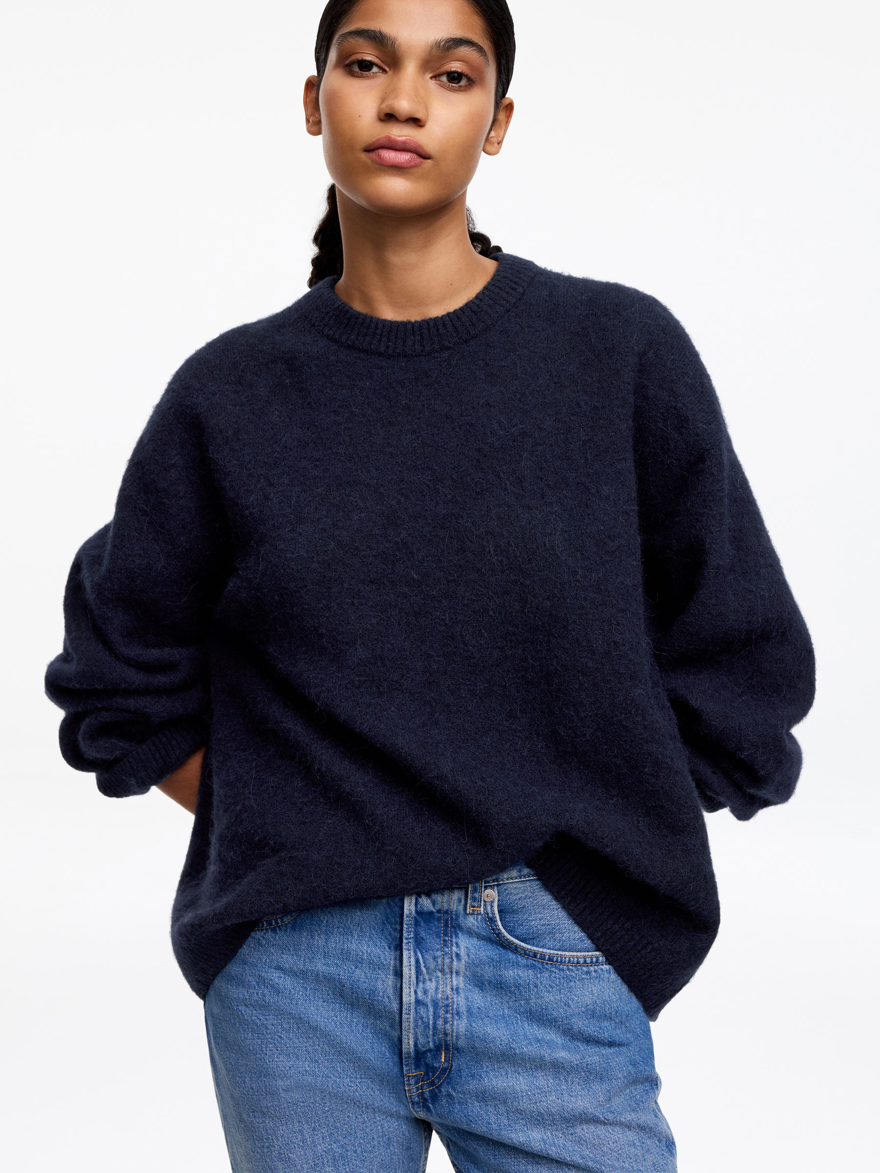 Pull en mélange de laine et d'alpaga - Bleu foncé - Oversized - Femme - StillMedia/Lookbook - 5