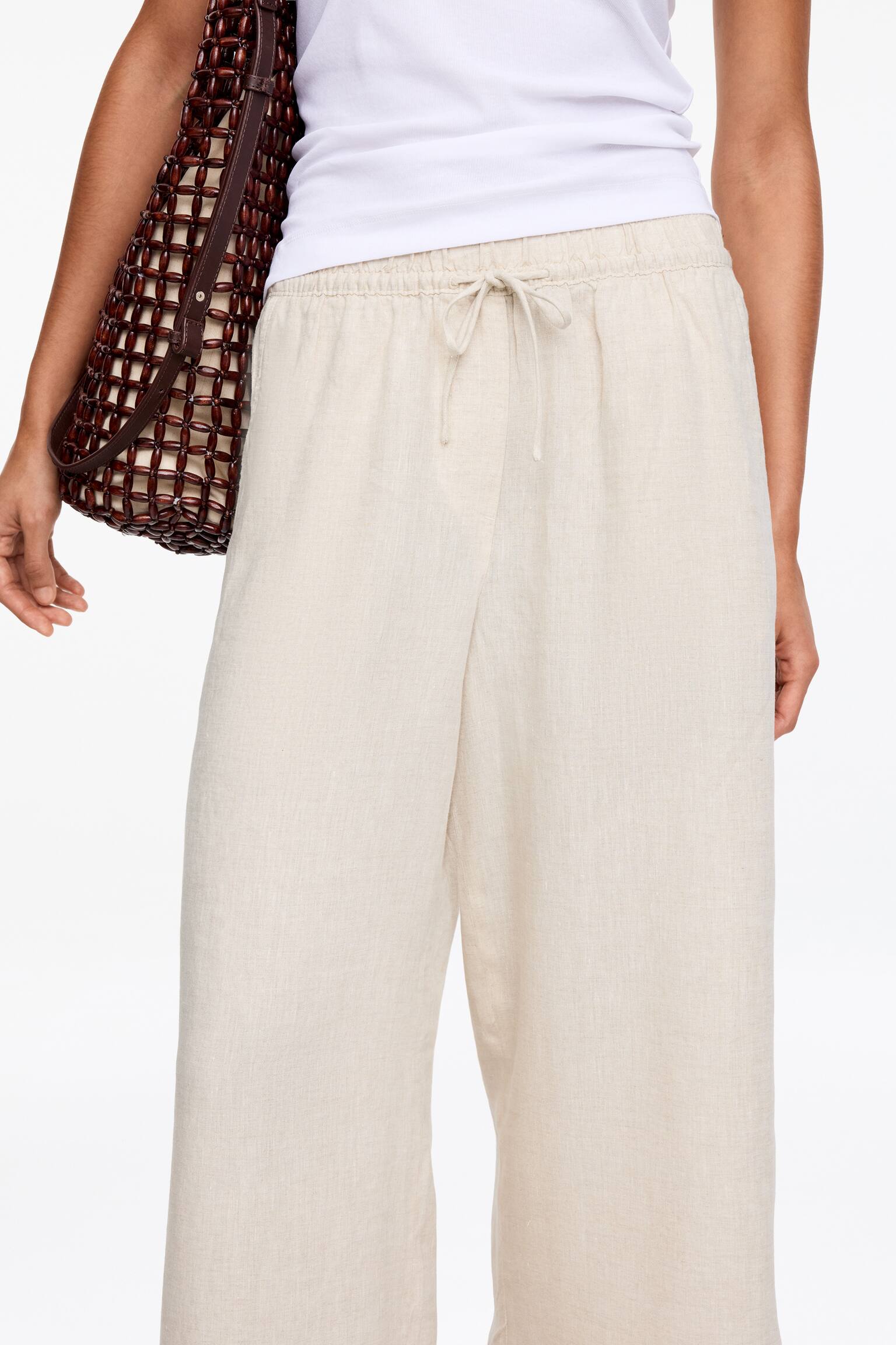 Cropped-Leinenhose-Beige - 3