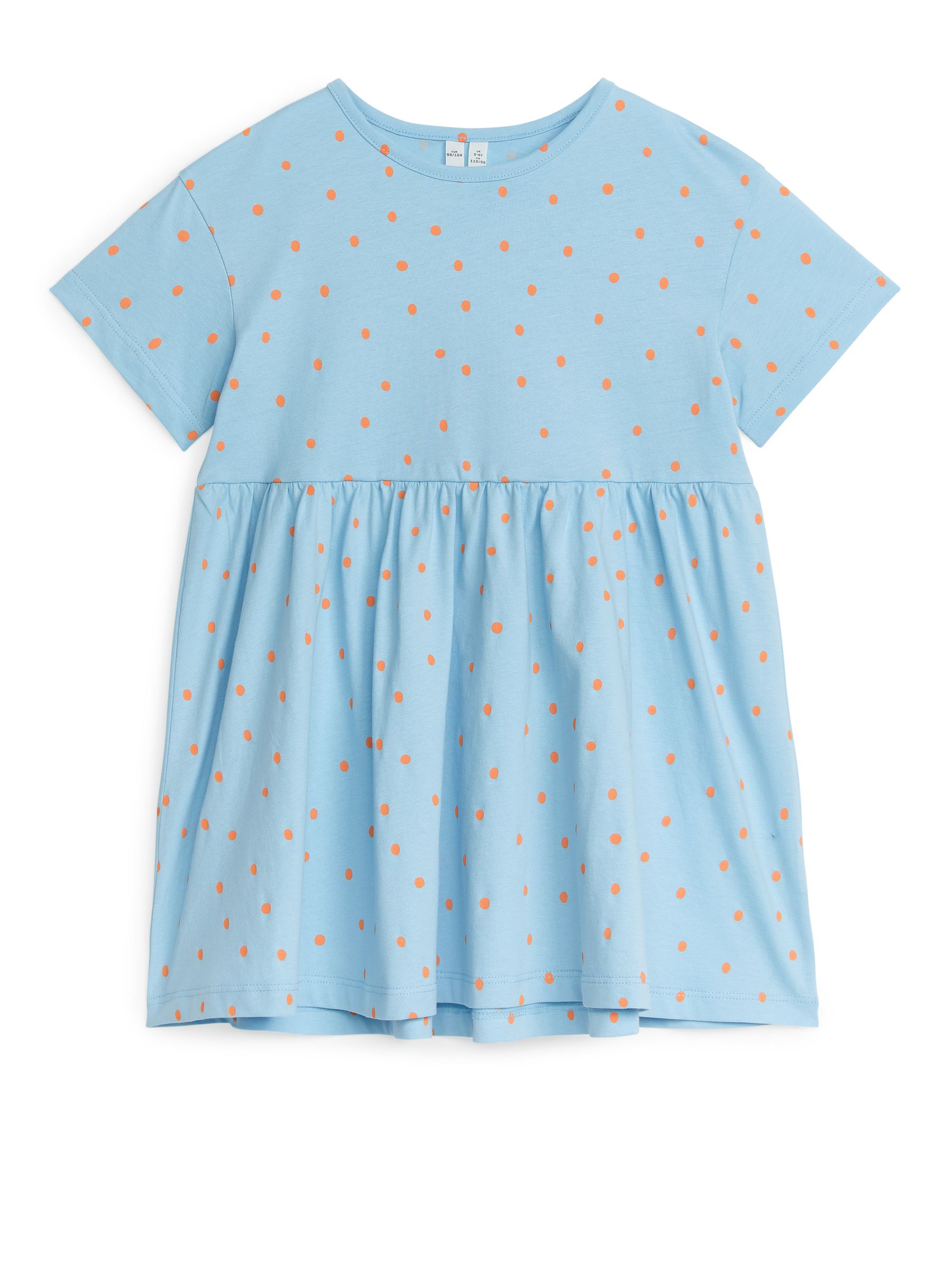 Kurzärmeliges Jerseykleid mit Kräuseln - Hellblau/Orange - Regular Fit - Kinder - StillMedia/DescriptiveStillLife - 1