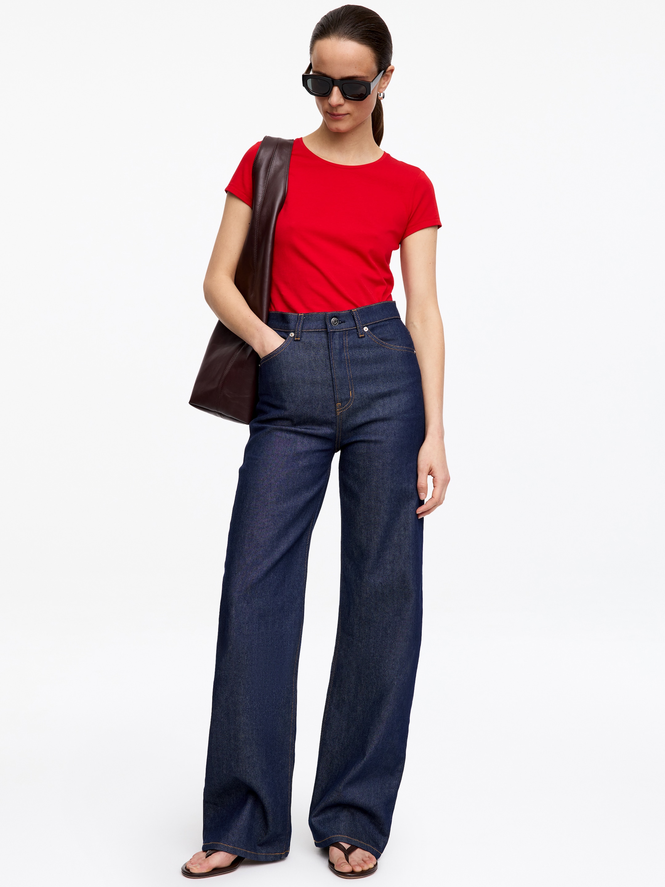 Slim Cap-Sleeve T-Shirt - Red - Slim fit - Women - StillMedia/Lookbook - 5