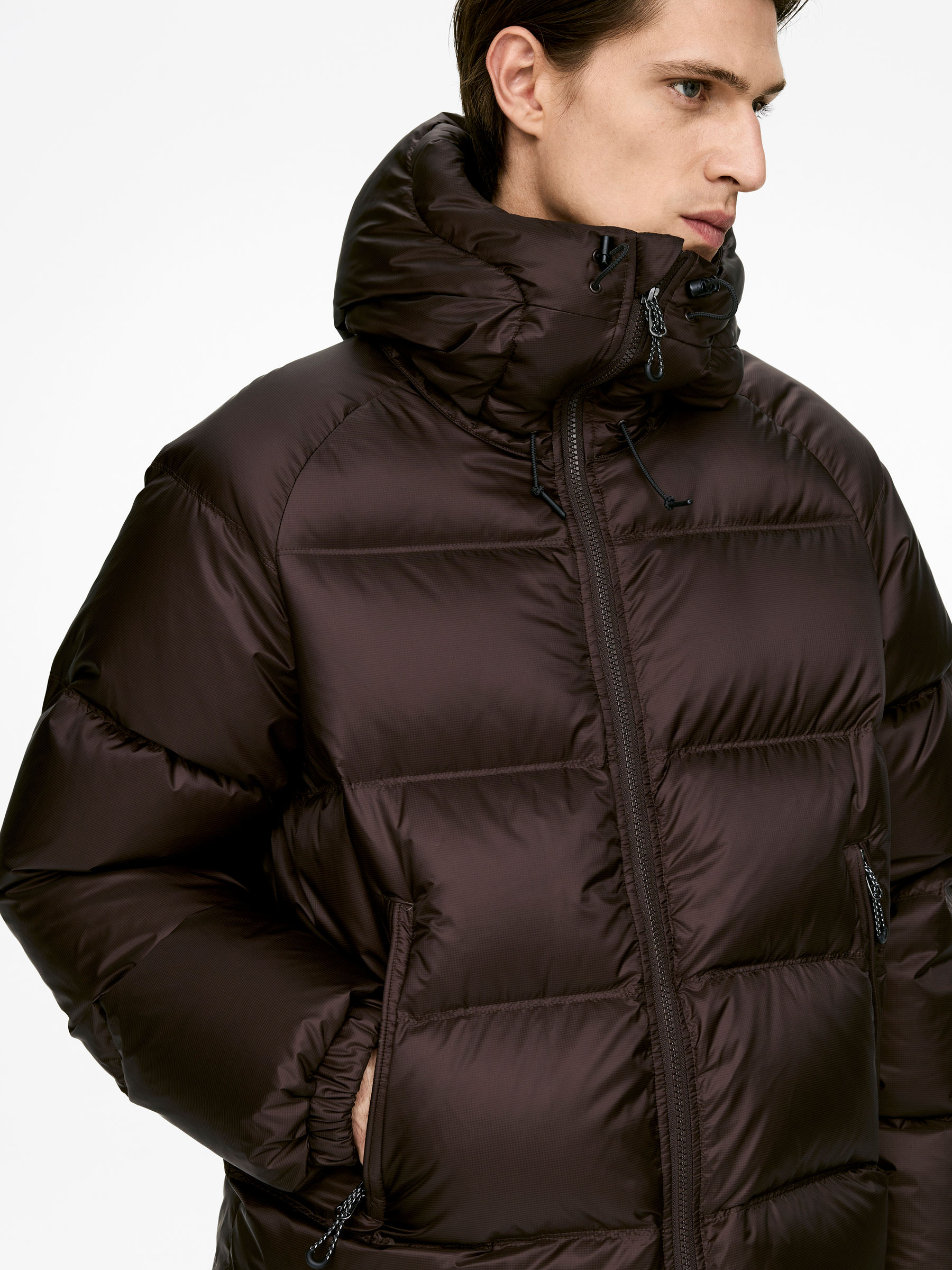 Upcycled Down Sporty Jacket - Dark Brown - Regular fit - Men - StillMedia/Lookbook - 4