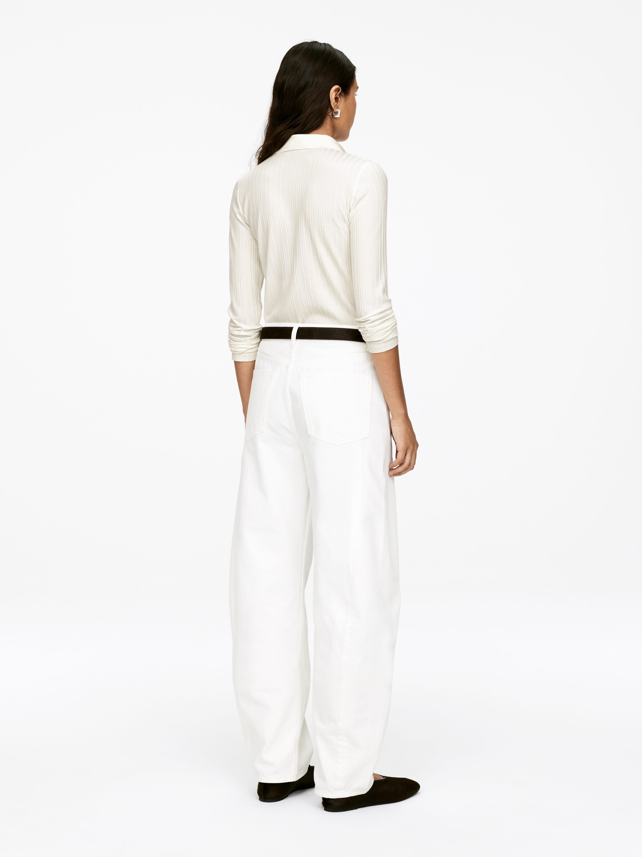 Wide-Rib Polo Shirt - White - Slim fit - Women - StillMedia/Lookbook - 5