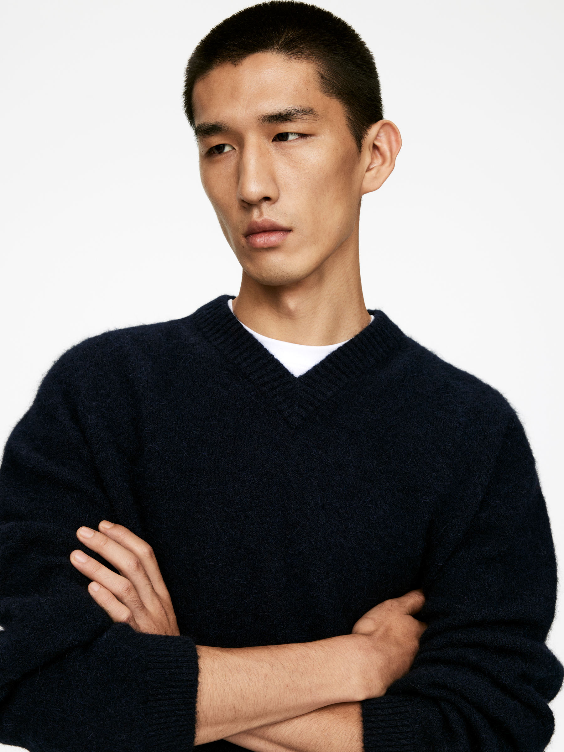 Tröja med lös passform i alpacka och ull - Mörkblå - Relaxed fit - Men - StillMedia/Lookbook - 3