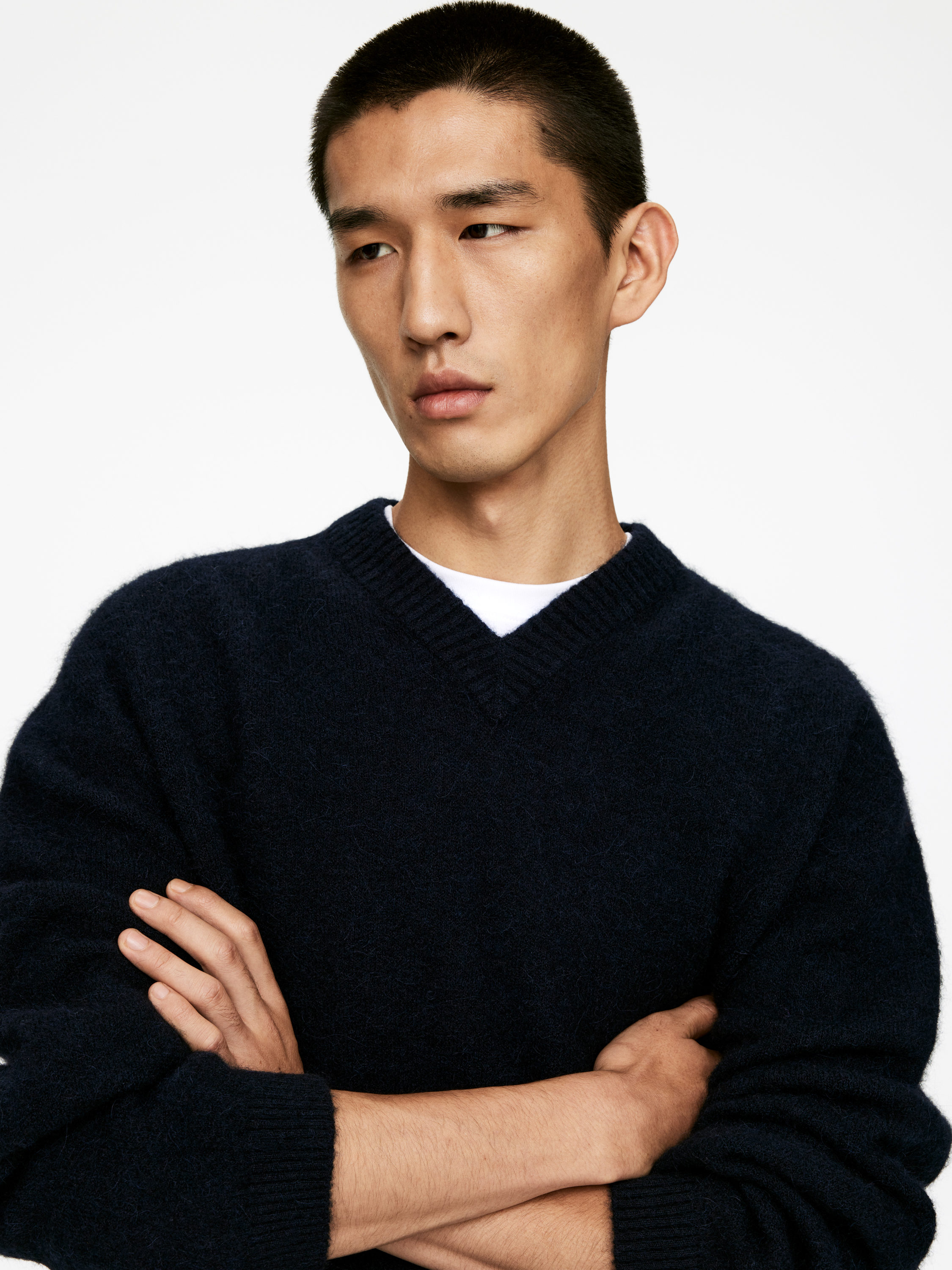 Relaxed Alpaca Wool Blend Jumper - Dark Blue - Relaxed fit - Men - StillMedia/Lookbook - 3