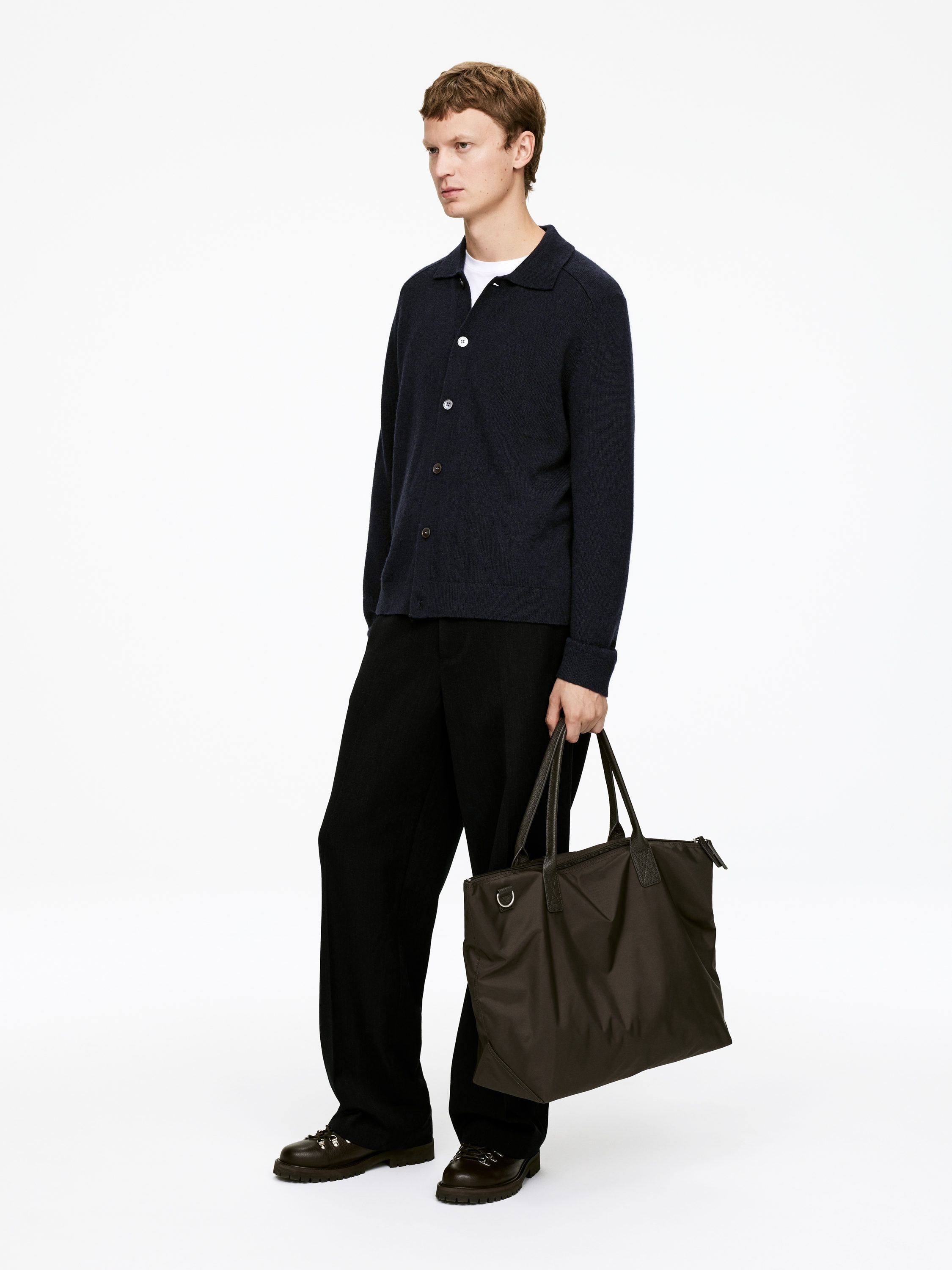 Lambs Wool Polo Cardigan - Dark Blue - Regular fit - Men - StillMedia/Lookbook - 5