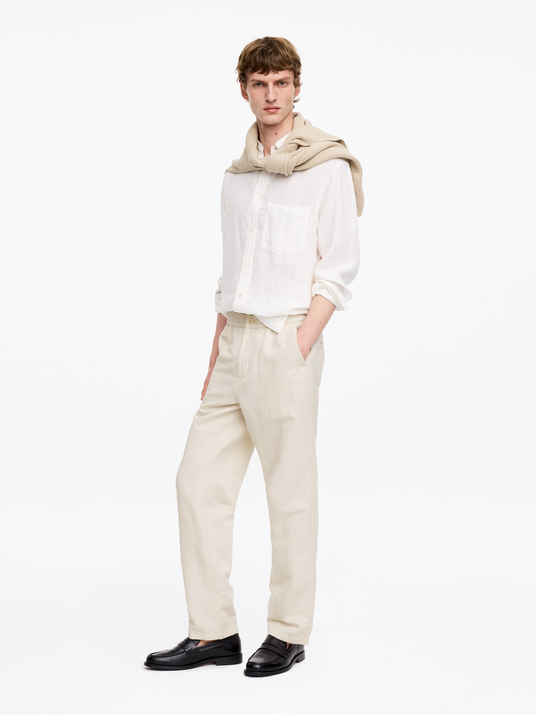 Pantalon en mélange de lin - Beige - Relaxed fit - Homme - StillMedia/Lookbook - 9