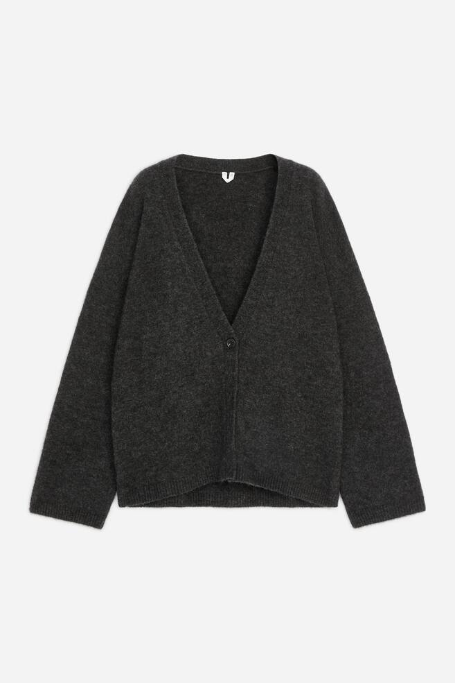 Alpaca-Wool Blend Cardigan - Dark Grey/Khaki Green/Off White - 1