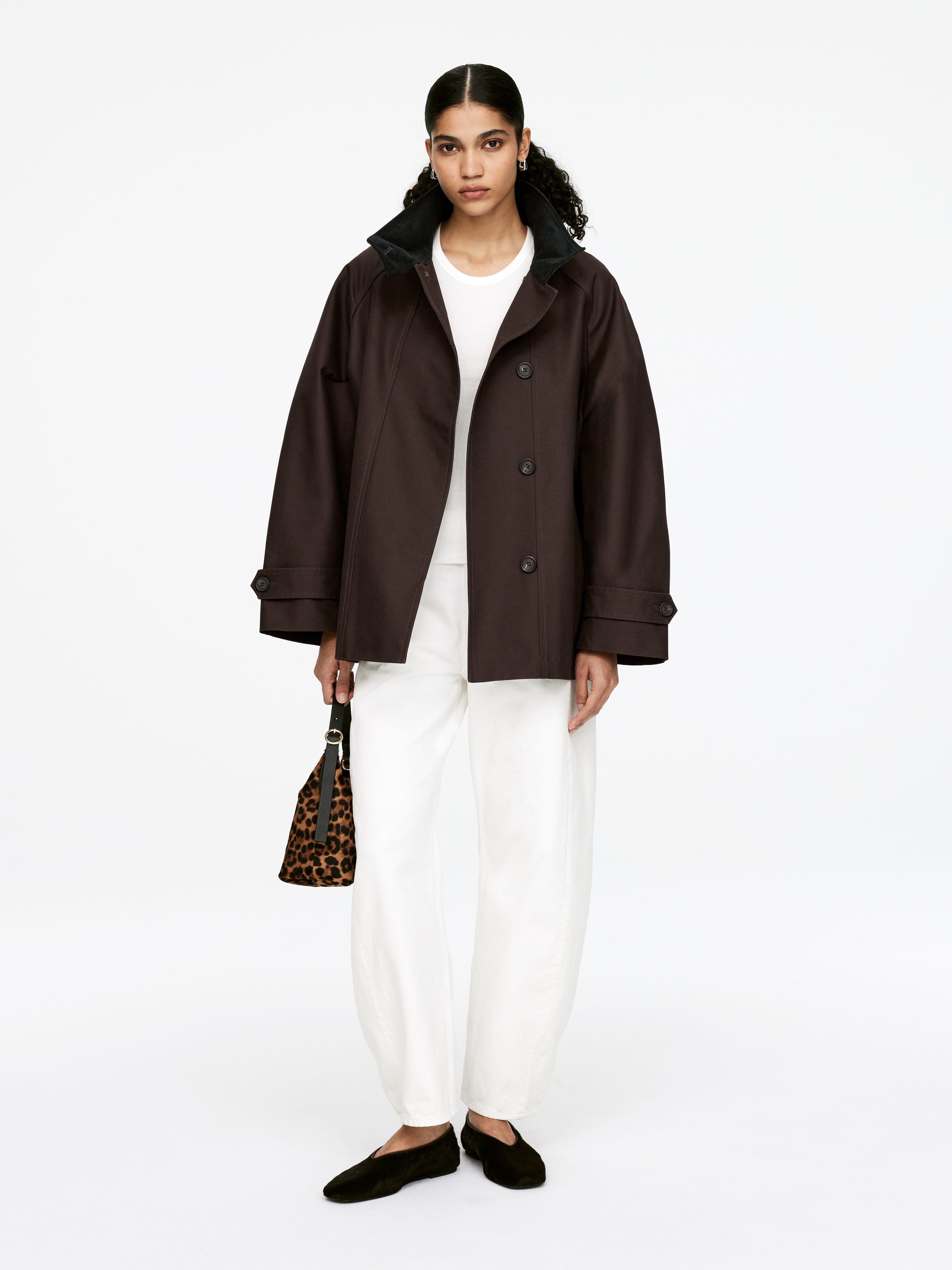 Lined Cotton Jacket - Dark Brown - Loose fit - Women - StillMedia/Lookbook - 7