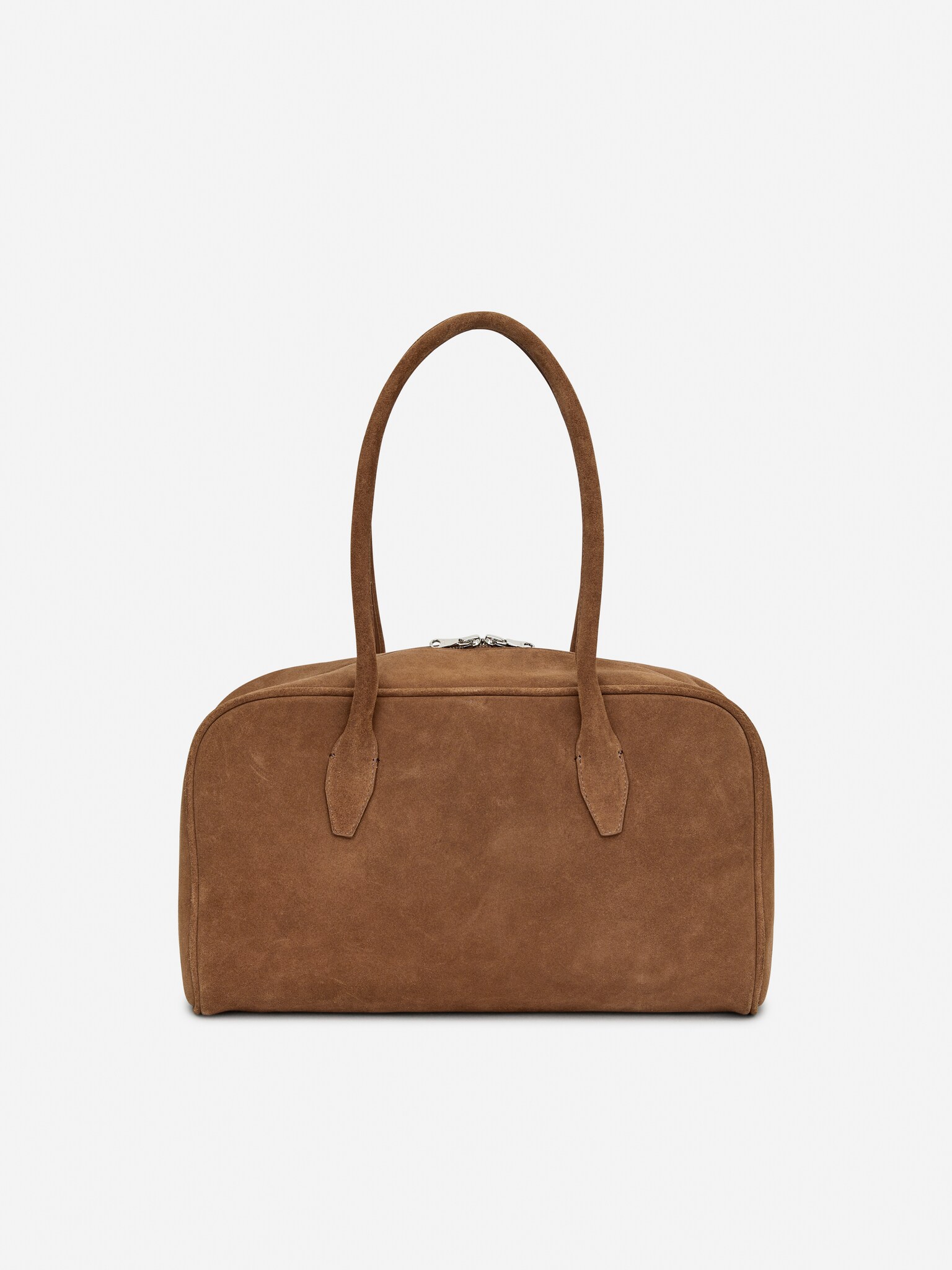 Bowlingbag i semsket skinn - Brun - 4