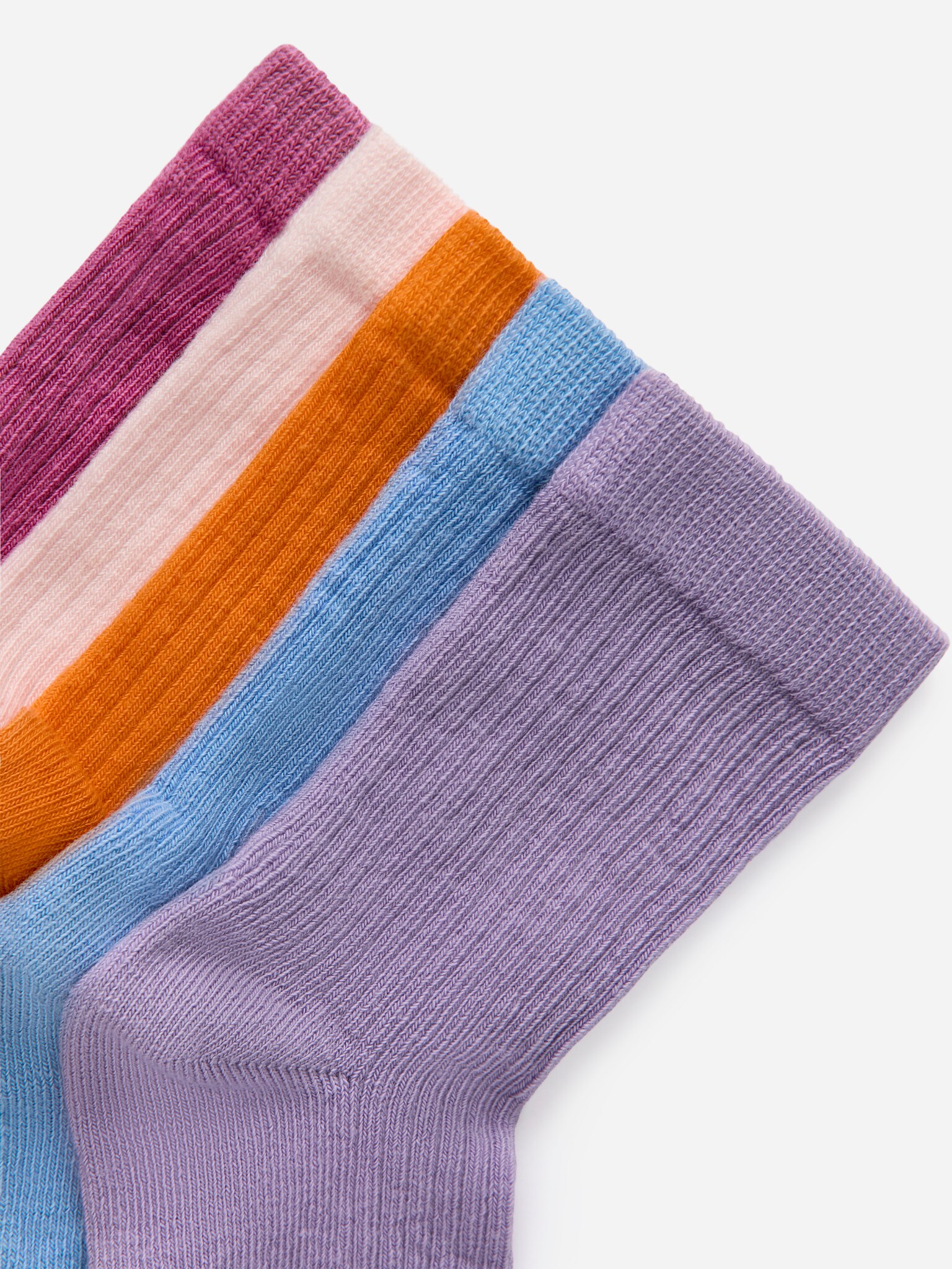 Chaussettes en maille côtelée, 5 paires - Lilas/Rose/Orange/Bleu/Orange/Vert - 2