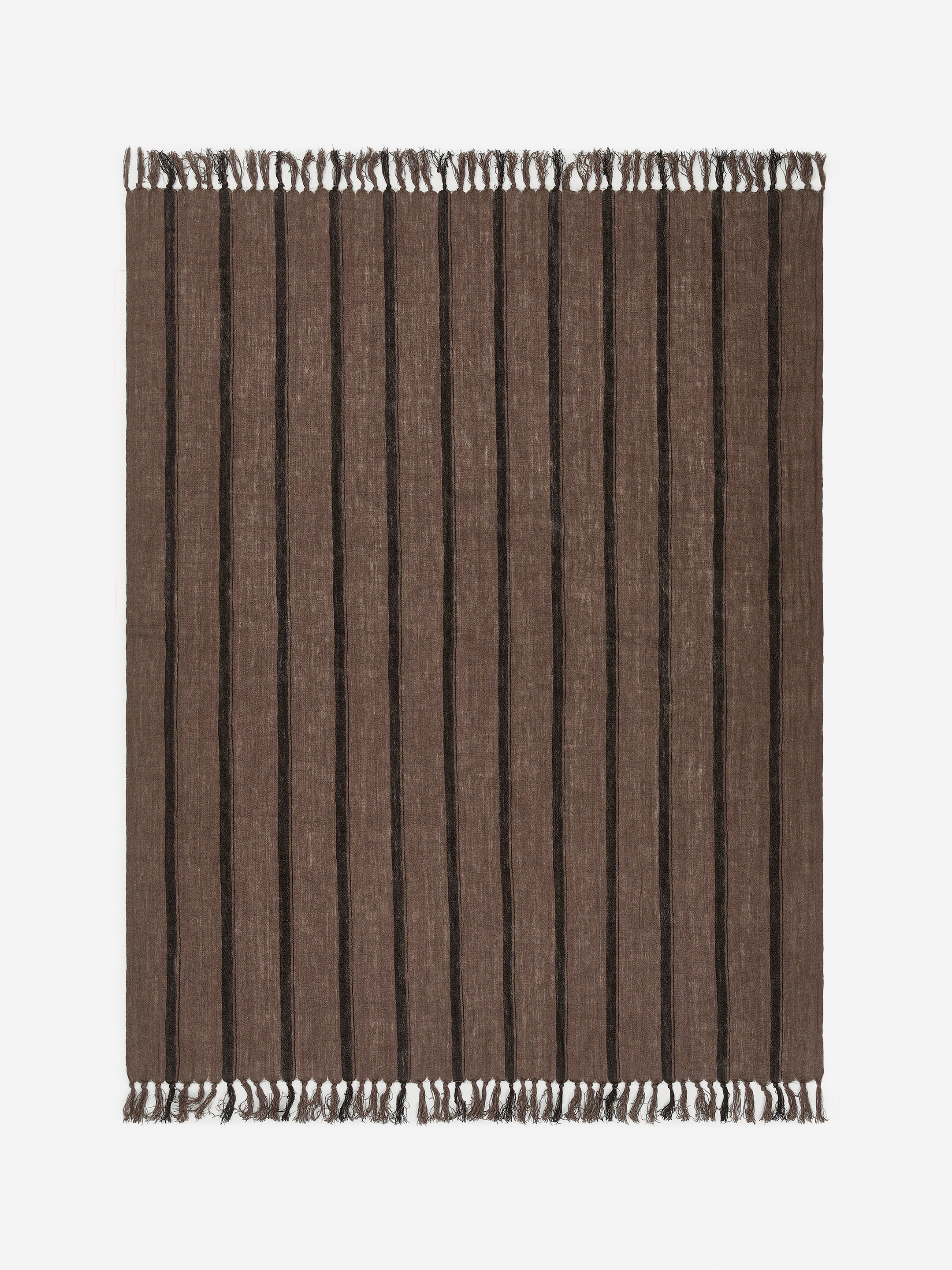 View larger image: Linen Blanket - Brown/Black - Home All | H&M GB 1