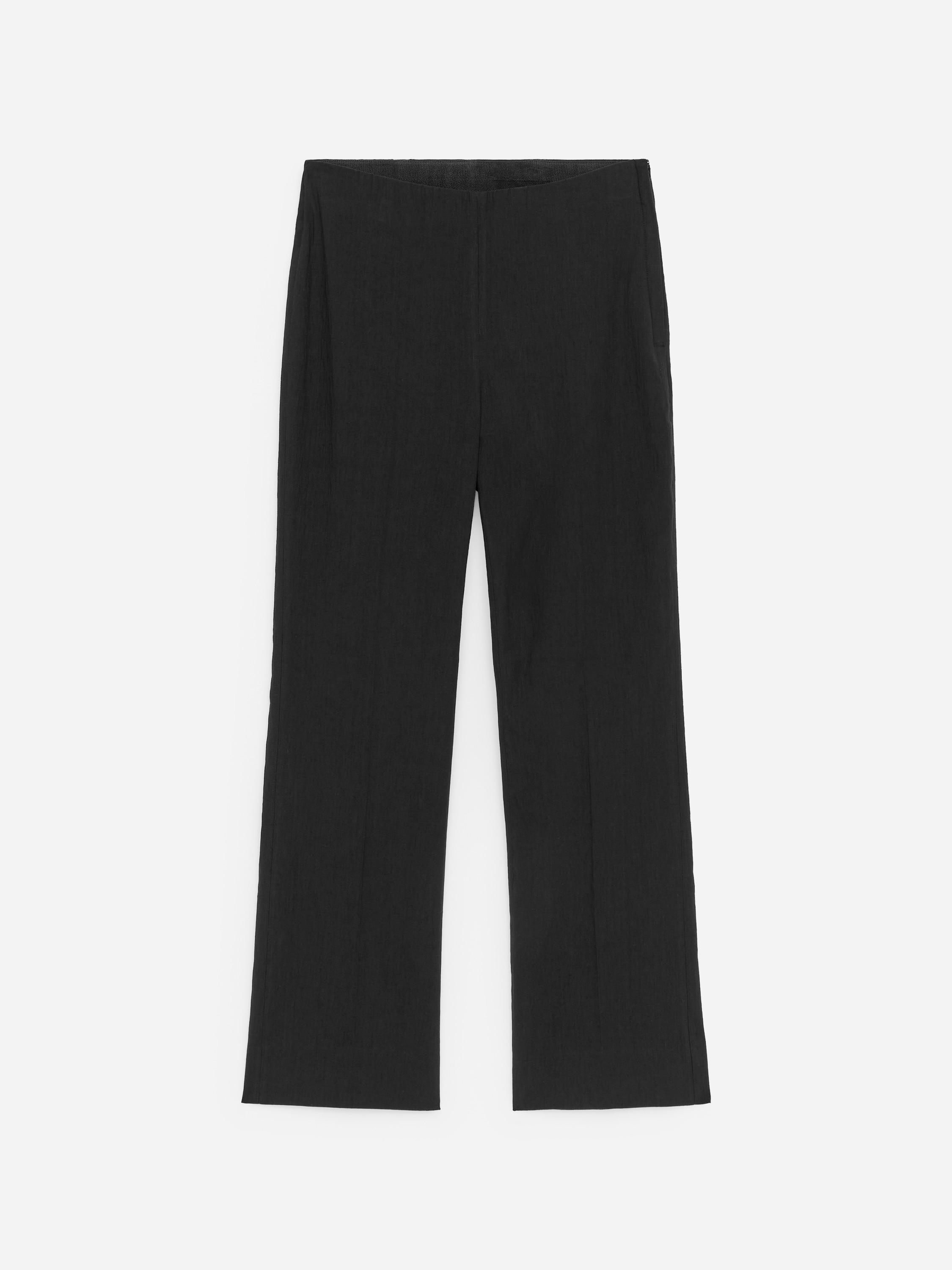 Lněno-bavlněné kalhoty s jemným rozšířením - Černá/Tmavě modrá