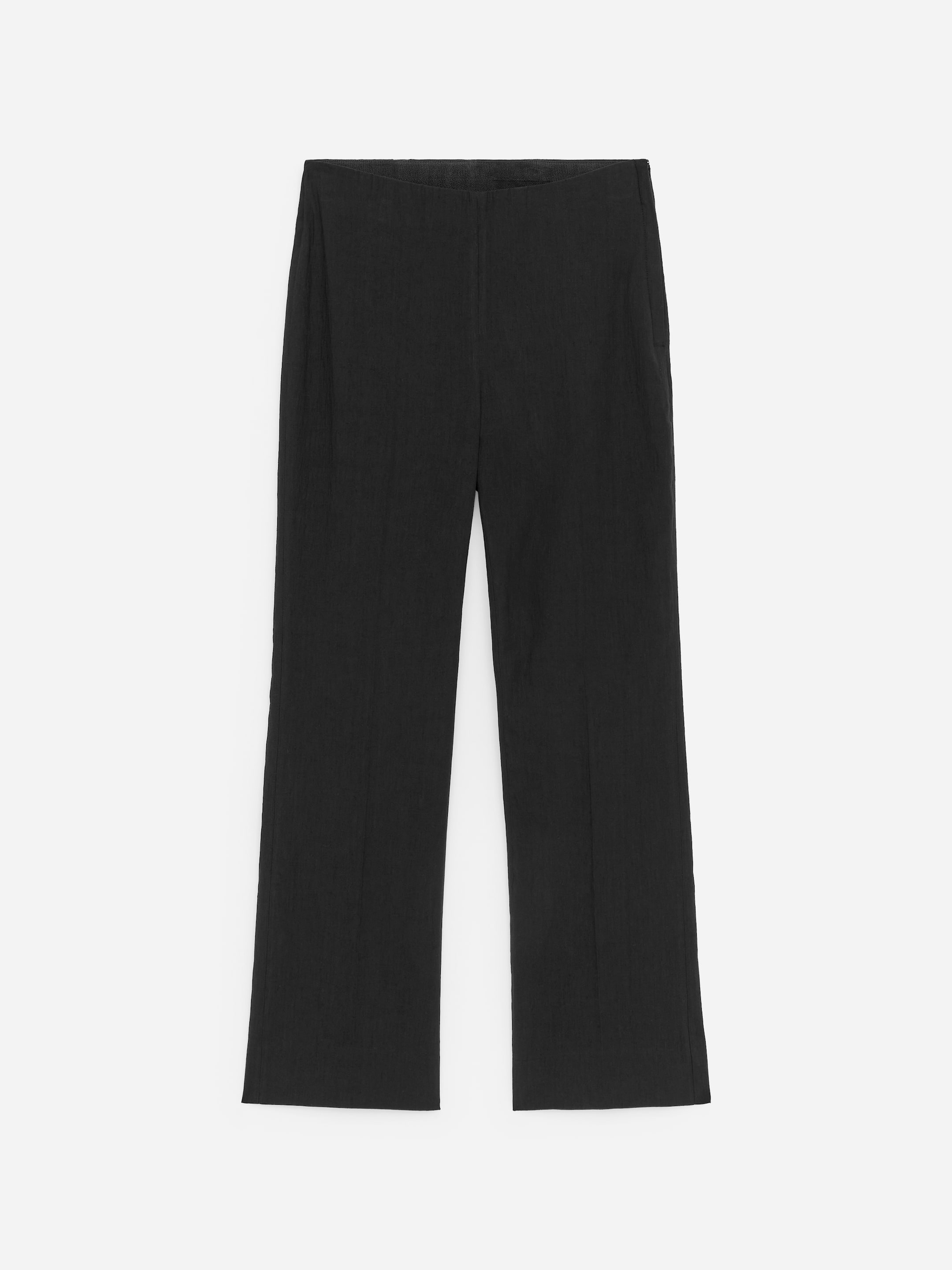 Pantalon évasé raccourci en lin et coton-#272627-18738