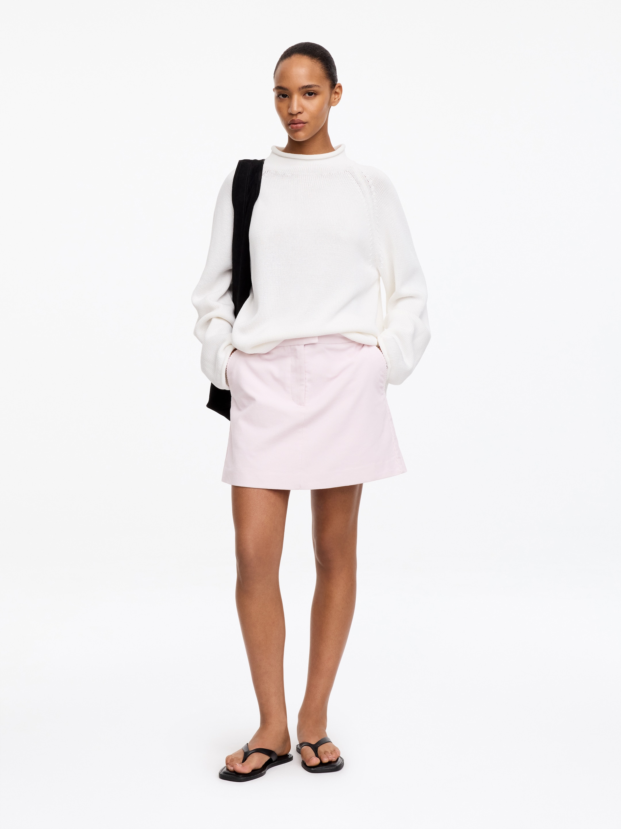 Corduroy Mini Skirt-Pink-20017