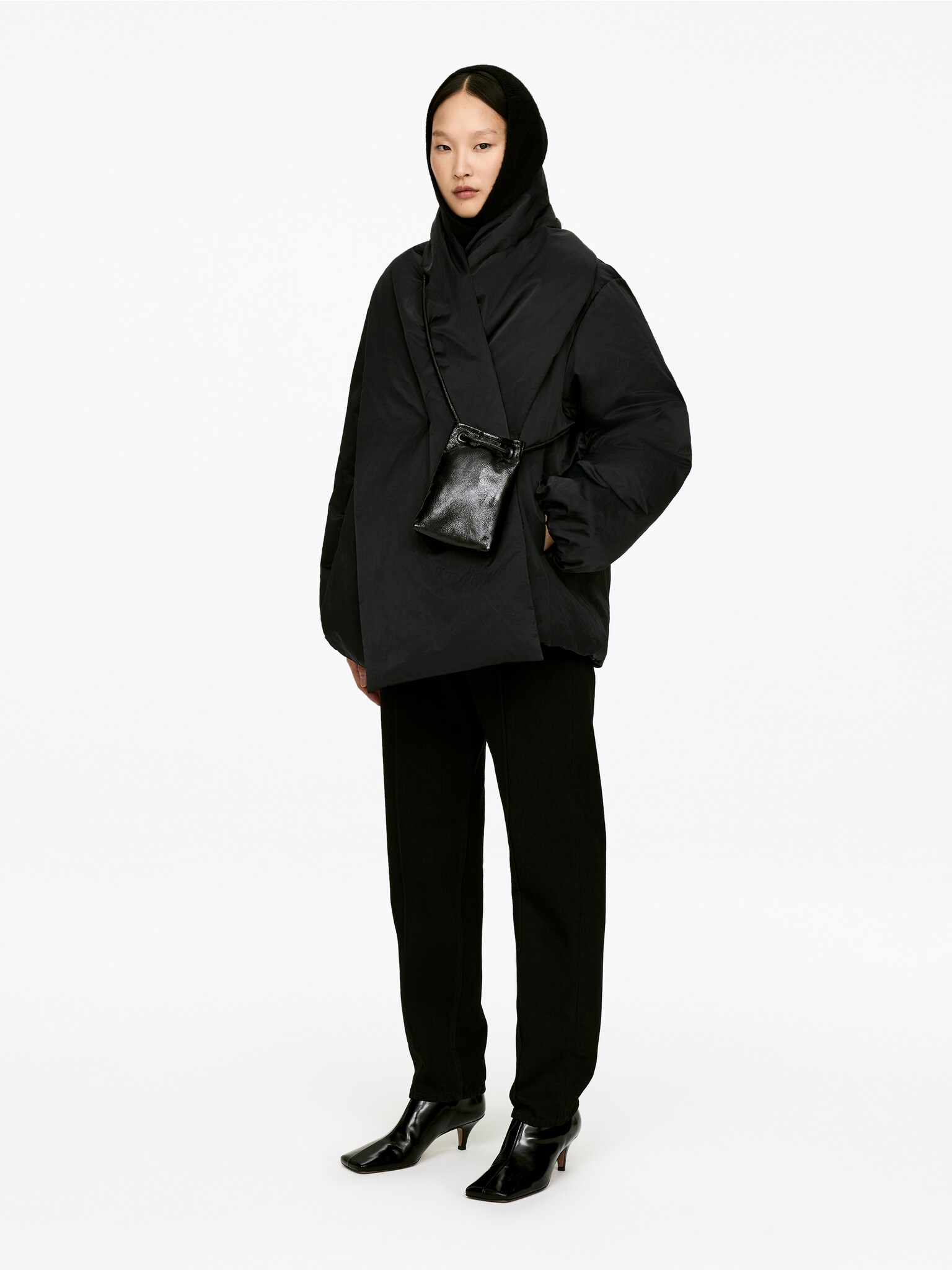 Veste avec écharpe Upcycled Down - Noir - 4