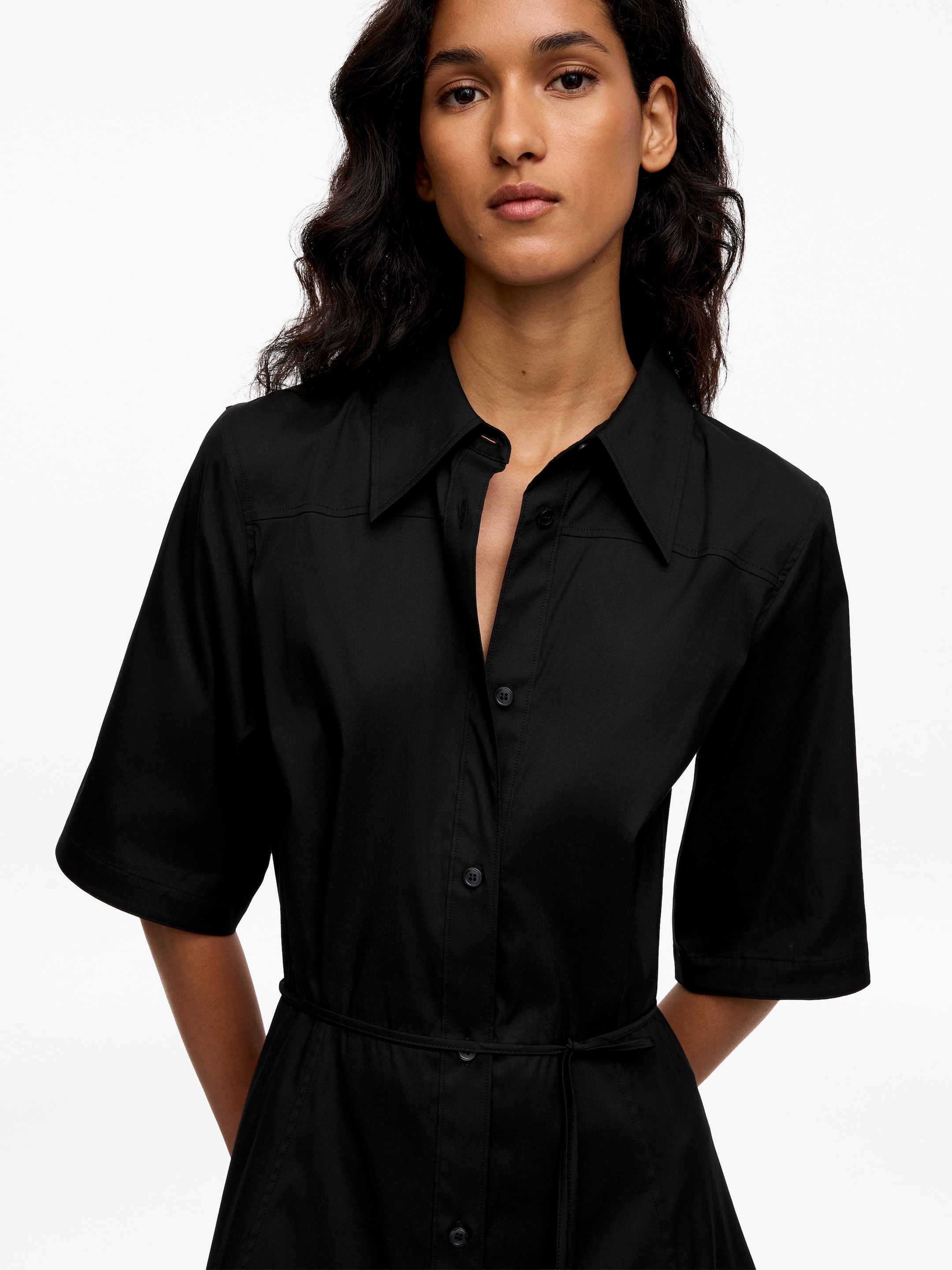 Robe-chemise en coton - Noir - Regular fit - Femme - StillMedia/Lookbook - 2