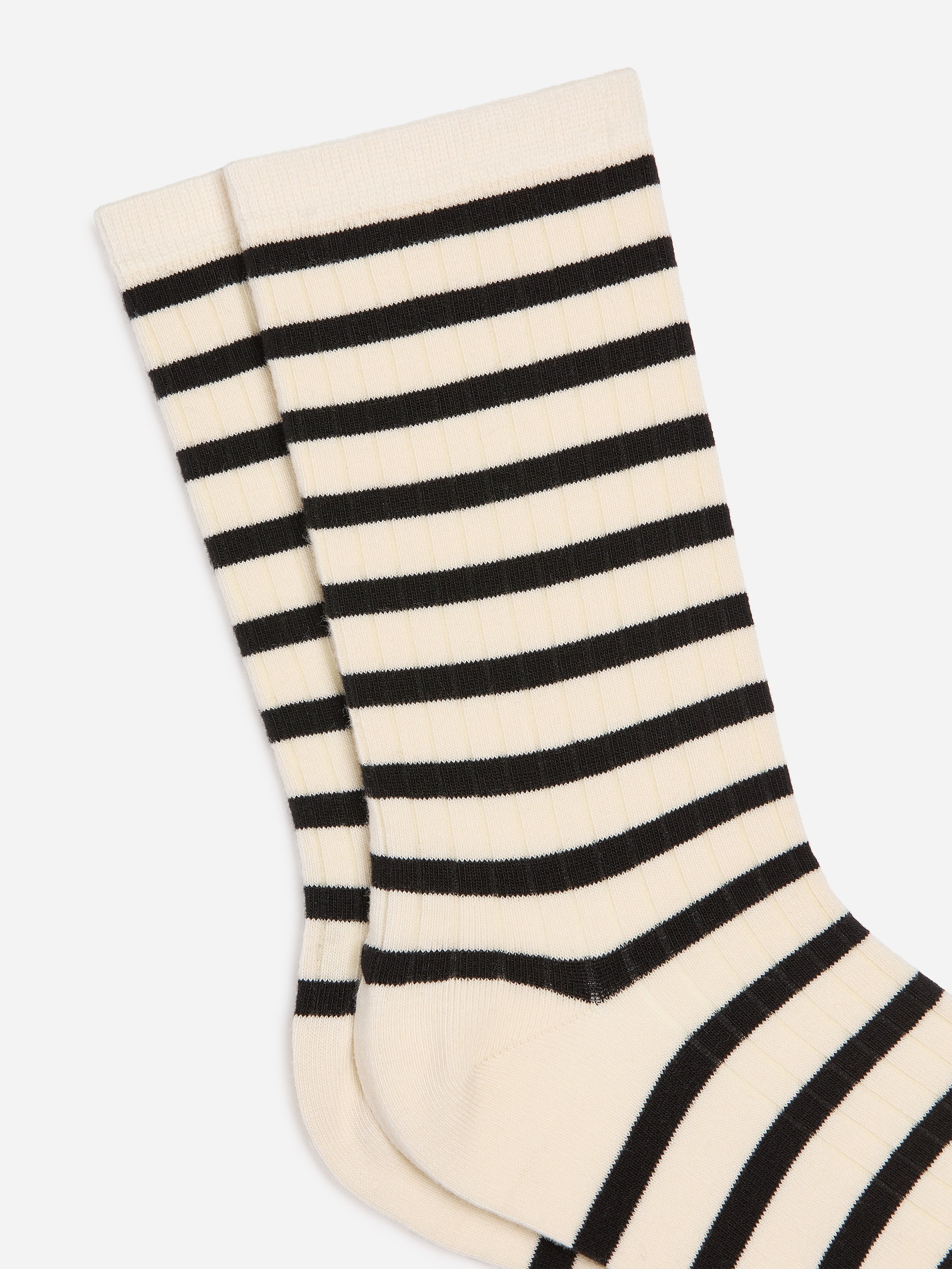 Gerippte, gestreifte Socken - Cremeweiß/Schwarz - women - StillMedia/DescriptiveDetail - 2