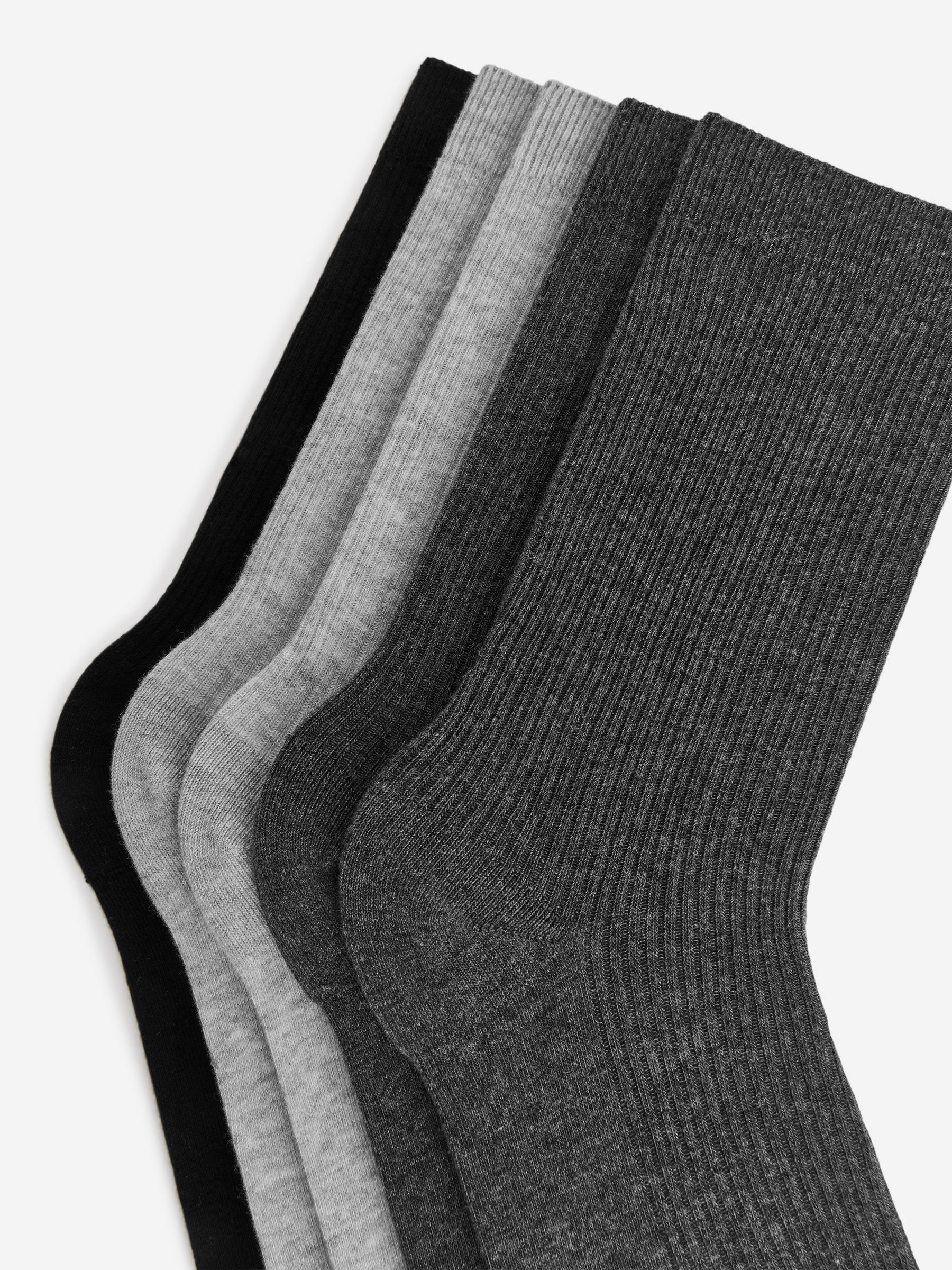 Gerippte Baumwollsocken, 5er-Pack - Grau/Schwarz - Damen - StillMedia/DescriptiveDetail - 4