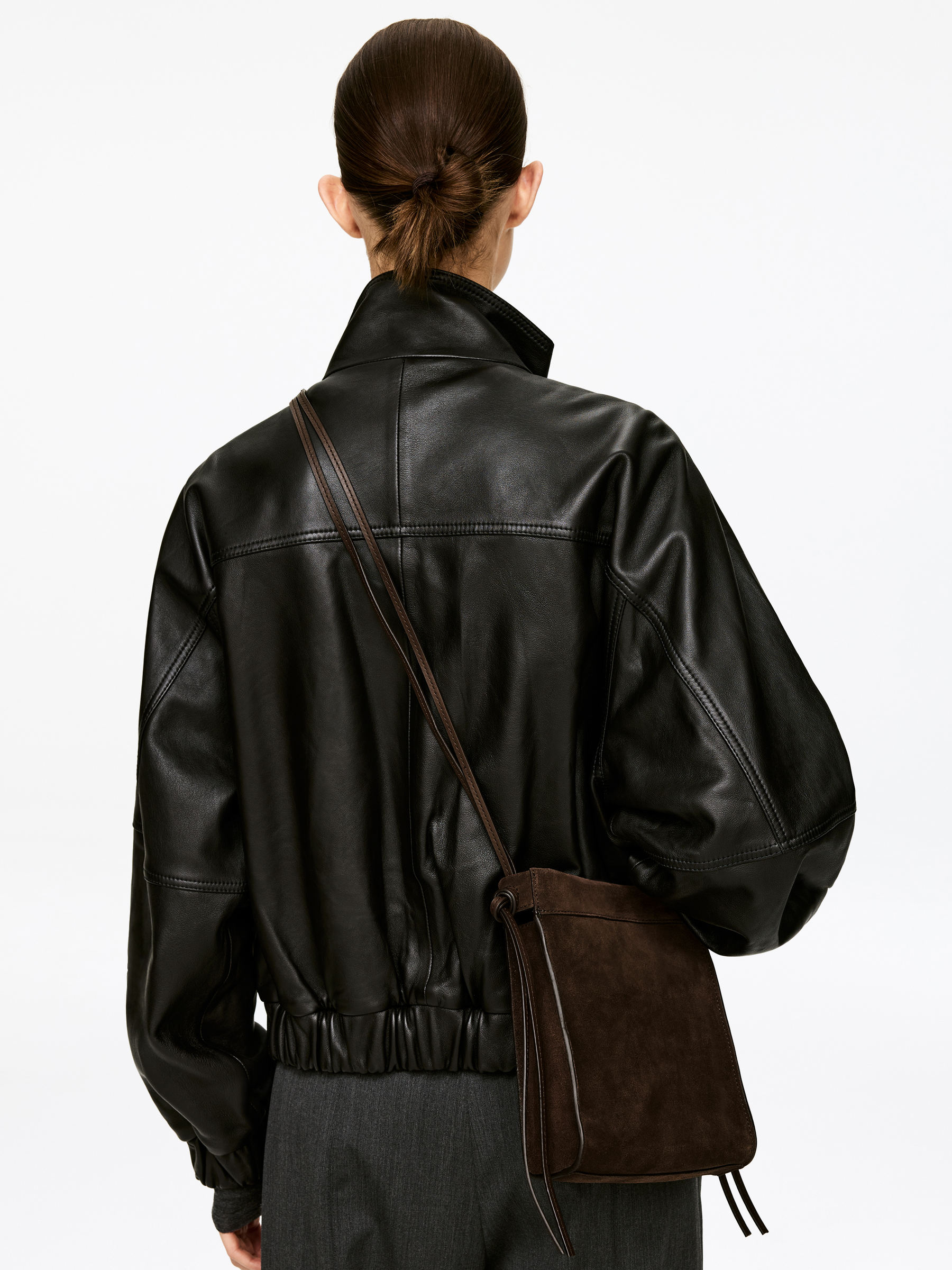 Suede Crossbody Bag-#52453E-17741