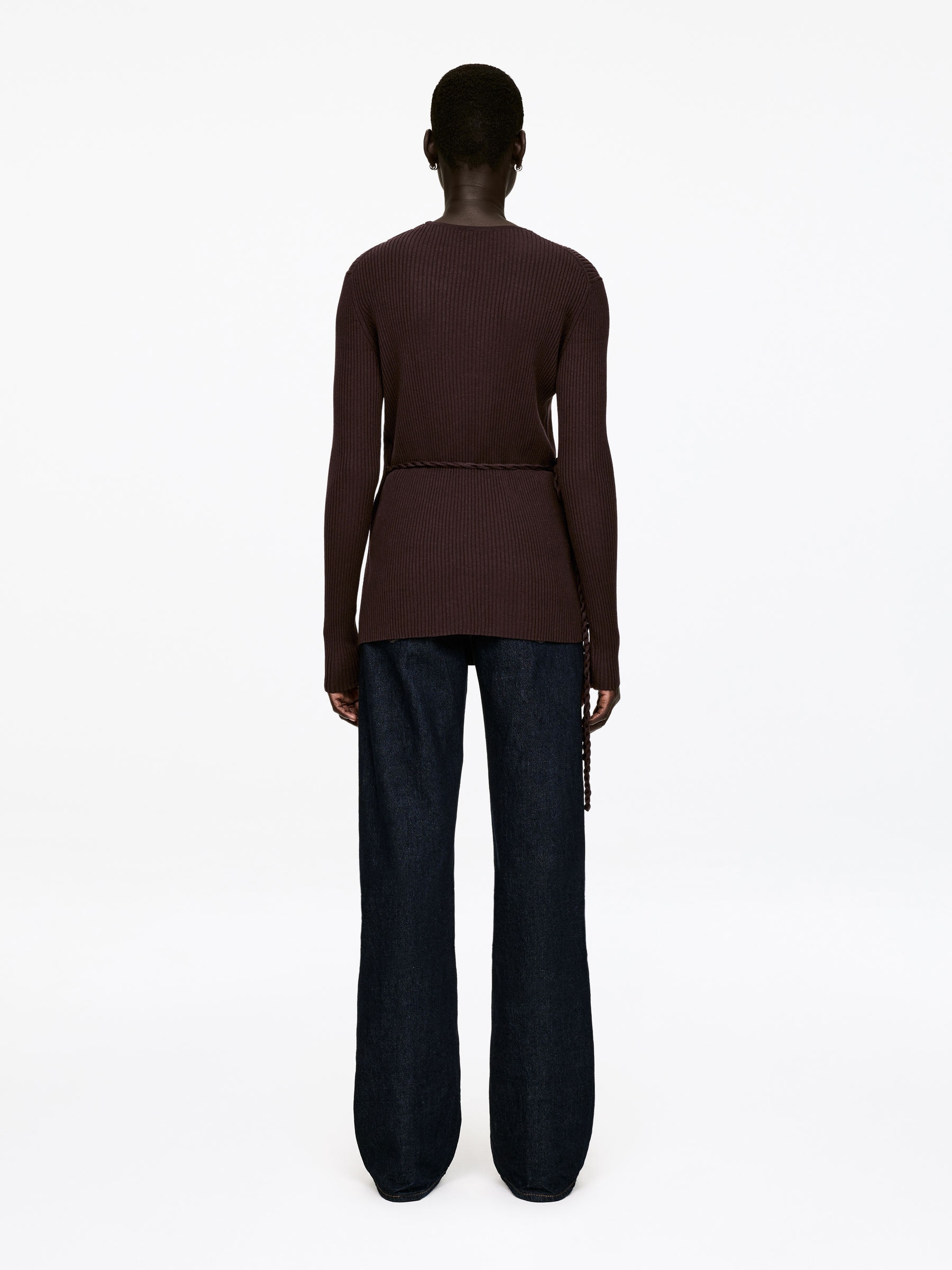 Ribbed Wrap Top - Dark Brown - Regular fit - Women - StillMedia/Lookbook - 3