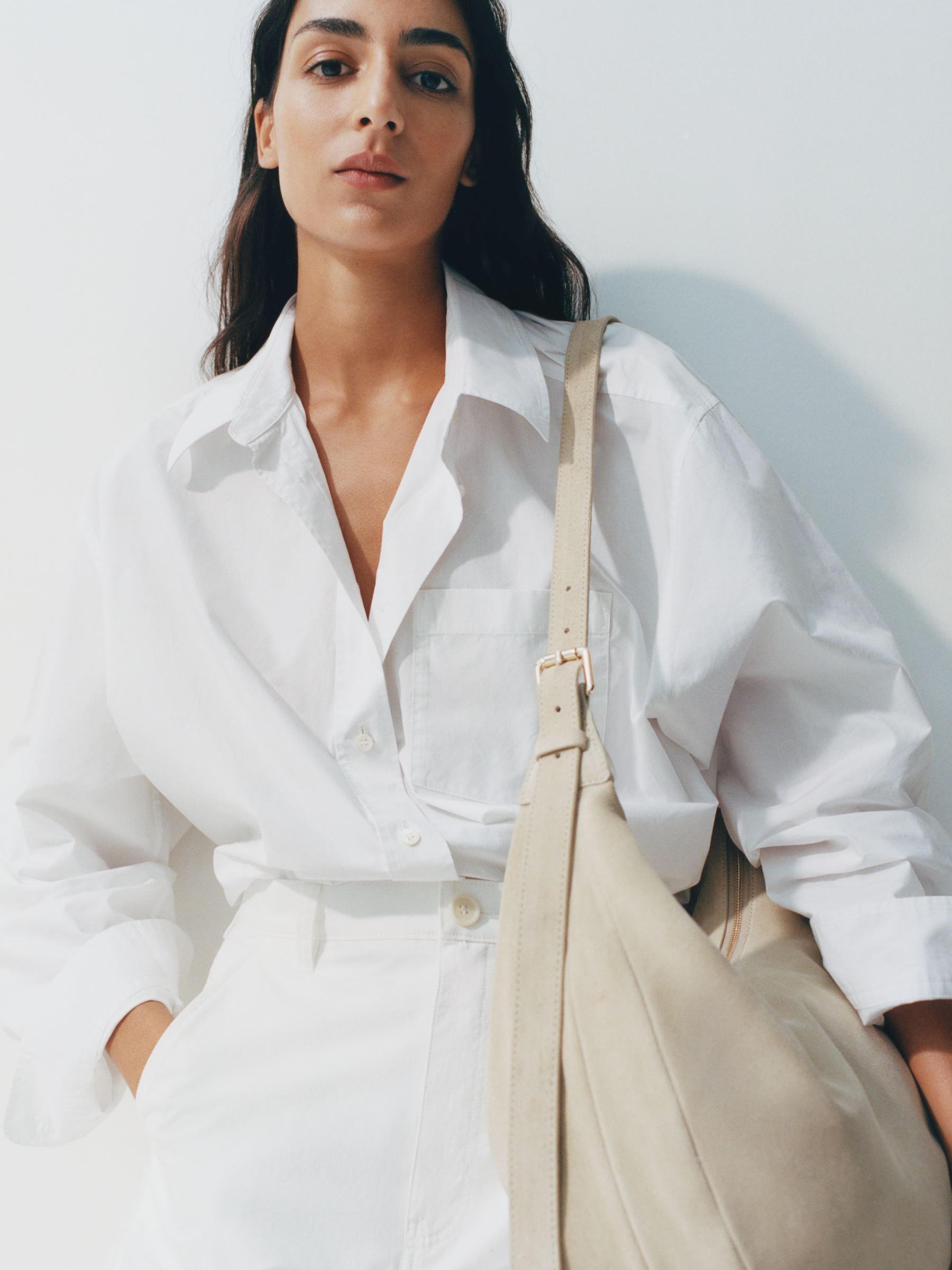 Curved Suede Bag - Beige - Women - StillMedia/Environmental - 1