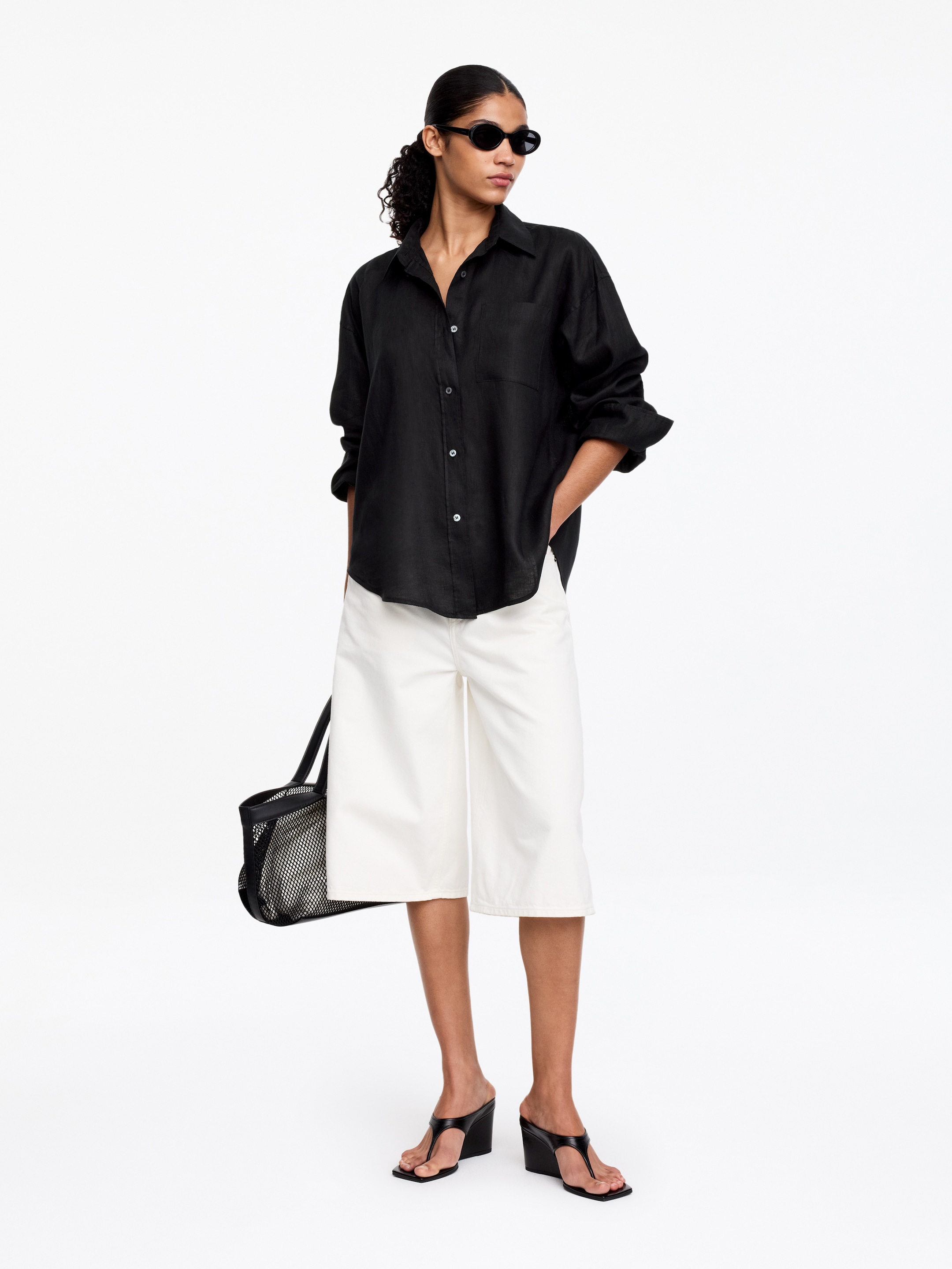 Linen Shirt - Black - Regular fit - Women - StillMedia/Lookbook - 11
