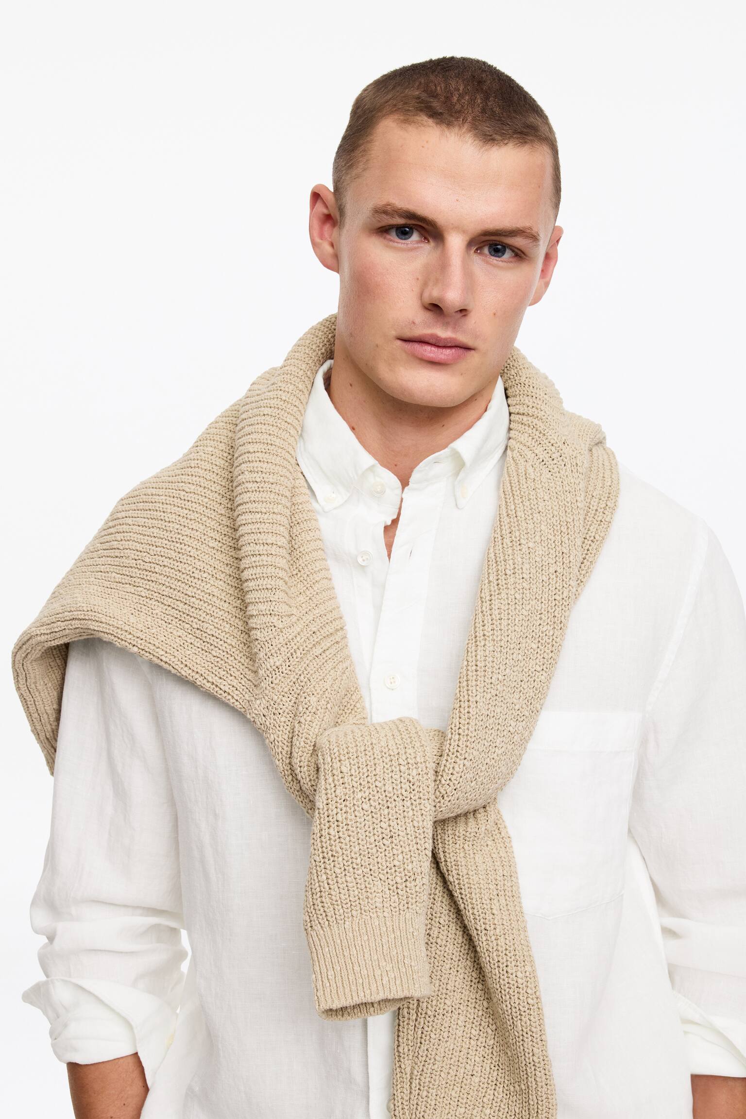 Vid linneskjorta - Off-white/Mörk dimrosa - 3