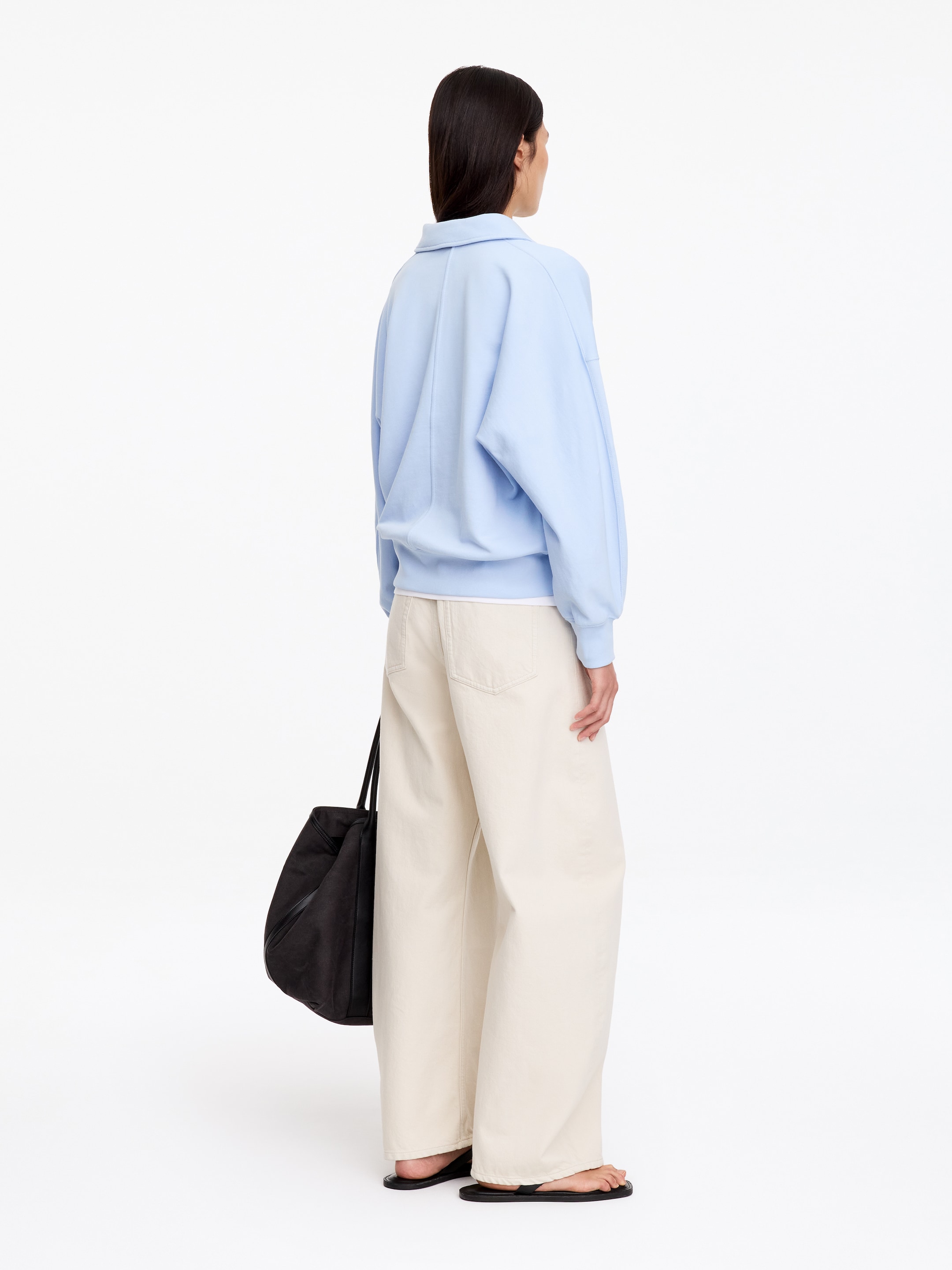 French Terry Polo Sweatshirt - Light Blue - Regular fit - women - StillMedia/Lookbook - 8