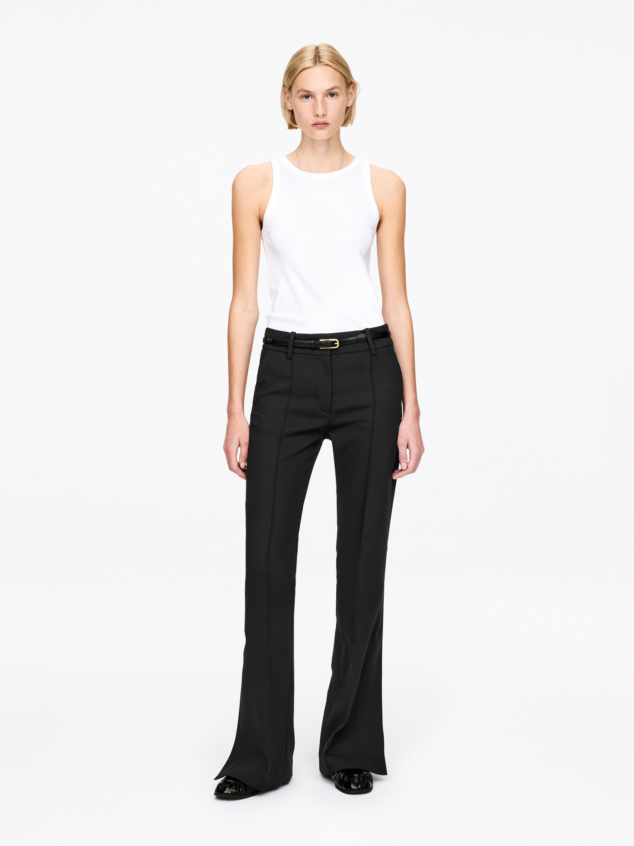 Agrandir l'image: Pantalon tailleur fendu - Noir - FEMME | H&M FR 1