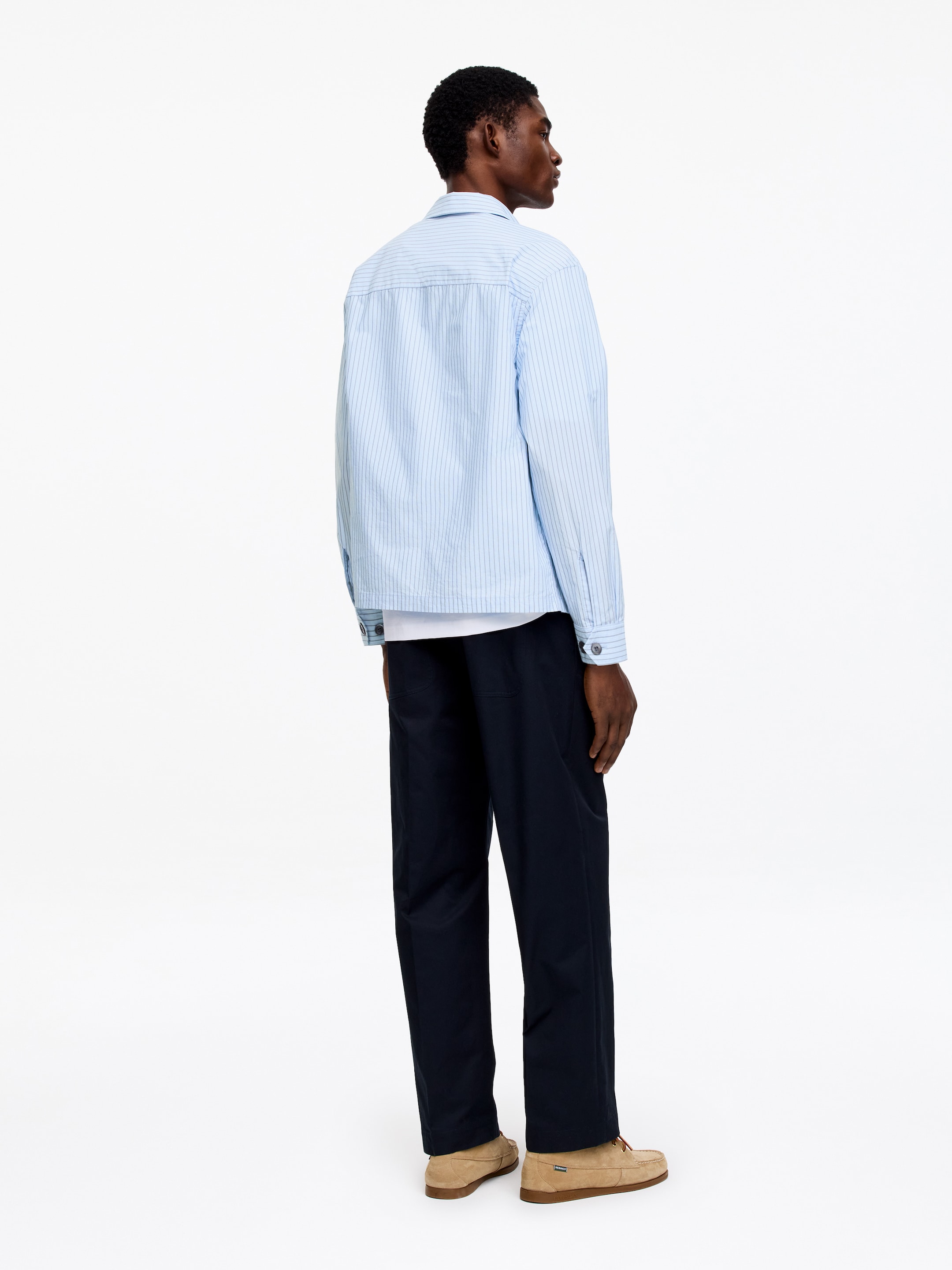 Poplin Drizzler Jacket - White/Striped - Relaxed fit - Men - StillMedia/Lookbook - 5