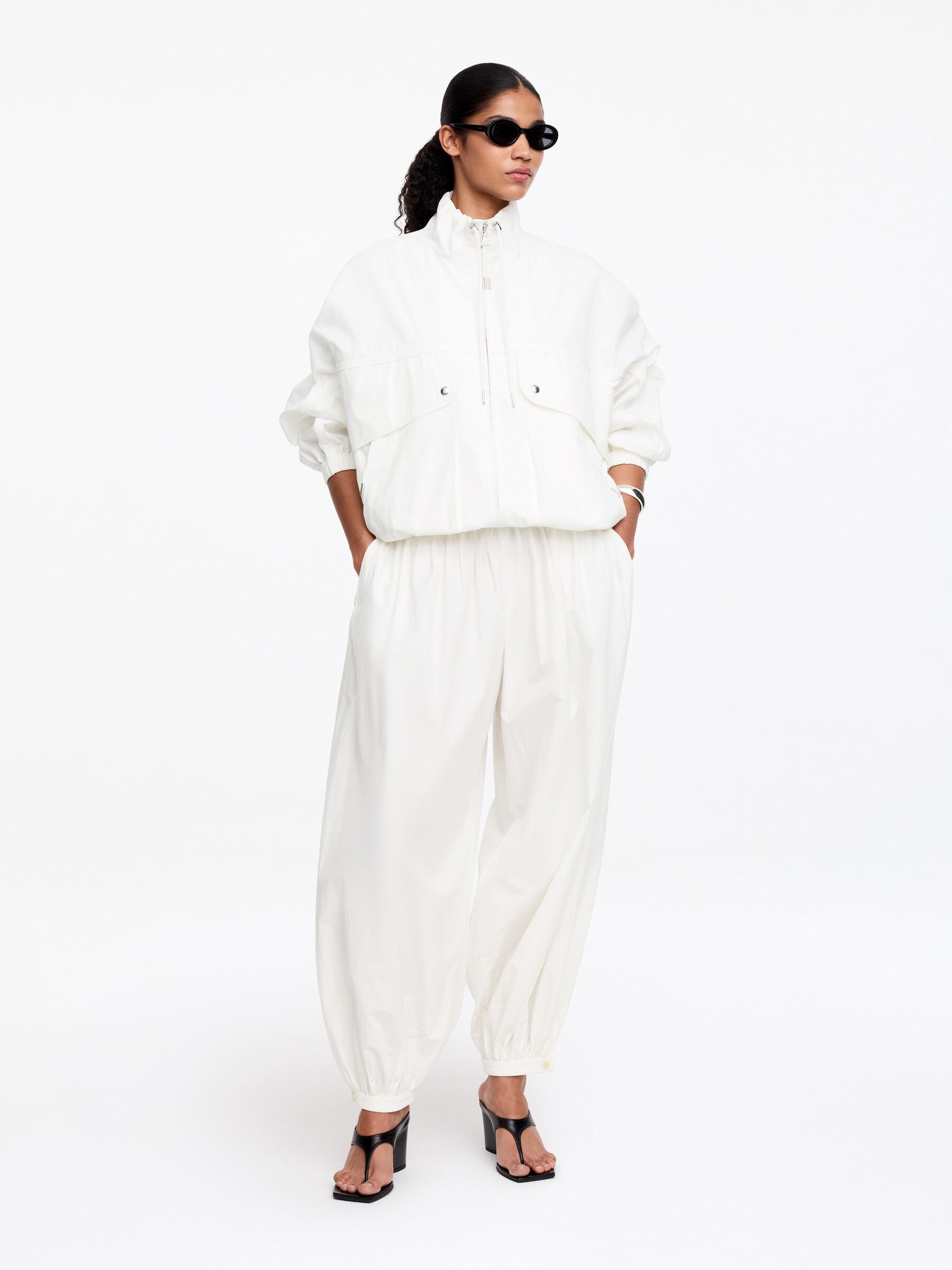 Pantalones abullonados de algodón - Blanco - Corte holgado - Women - StillMedia/Lookbook - 9