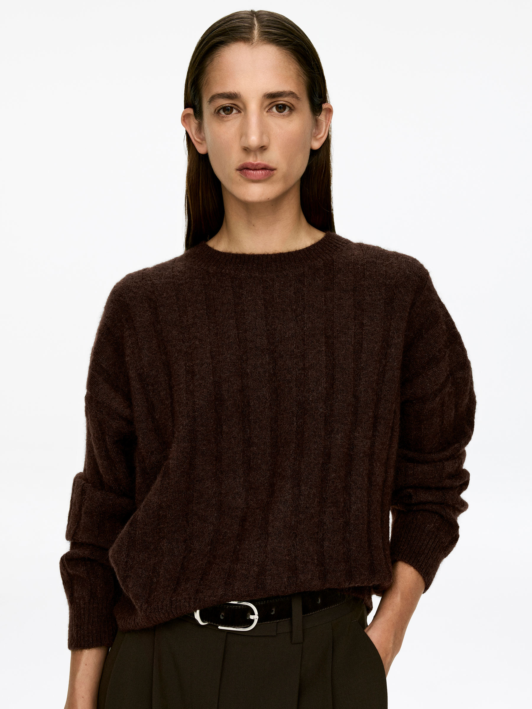 Pullover aus Mohair und Wolle - Dunkelbraun - Relaxed Fit - Damen - StillMedia/Lookbook - 8