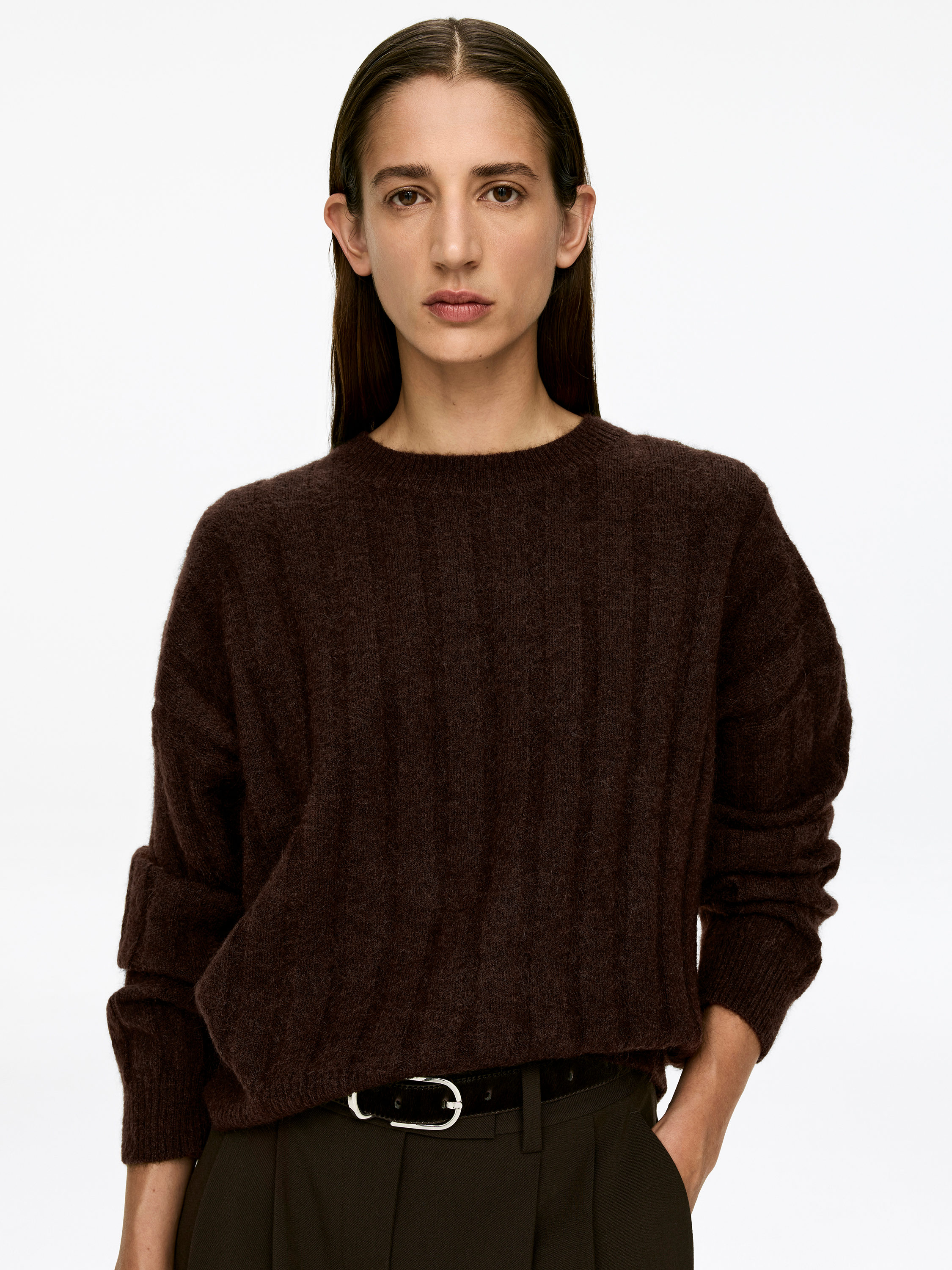 Mohair Wool-Blend Jumper - Dark Brown - Relaxed fit - Women - StillMedia/Lookbook - 8