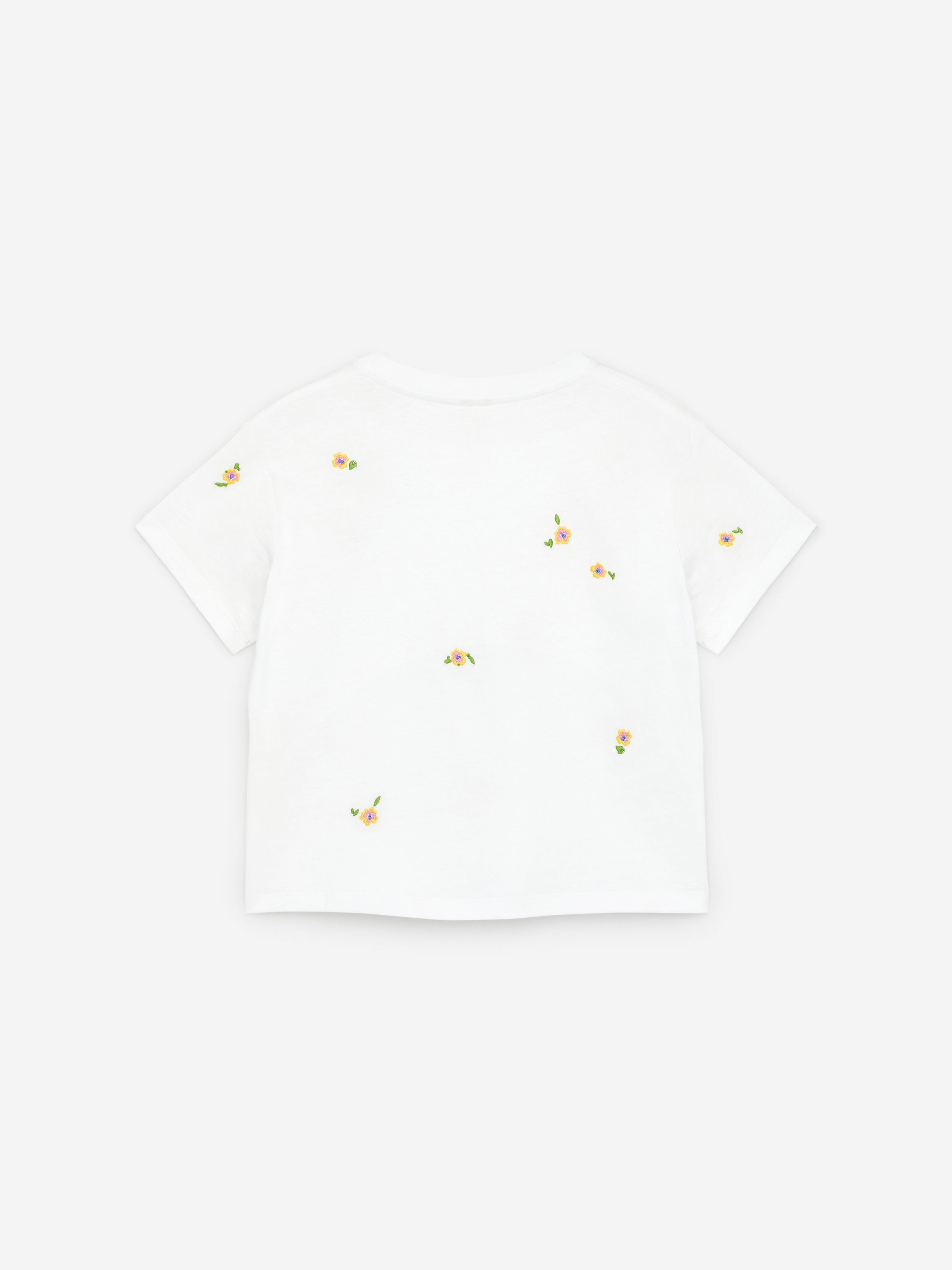 Wide-Fit T-Shirt - White/Floral Embroidery - Oversized - Children - StillMedia/DescriptiveStillLife - 3