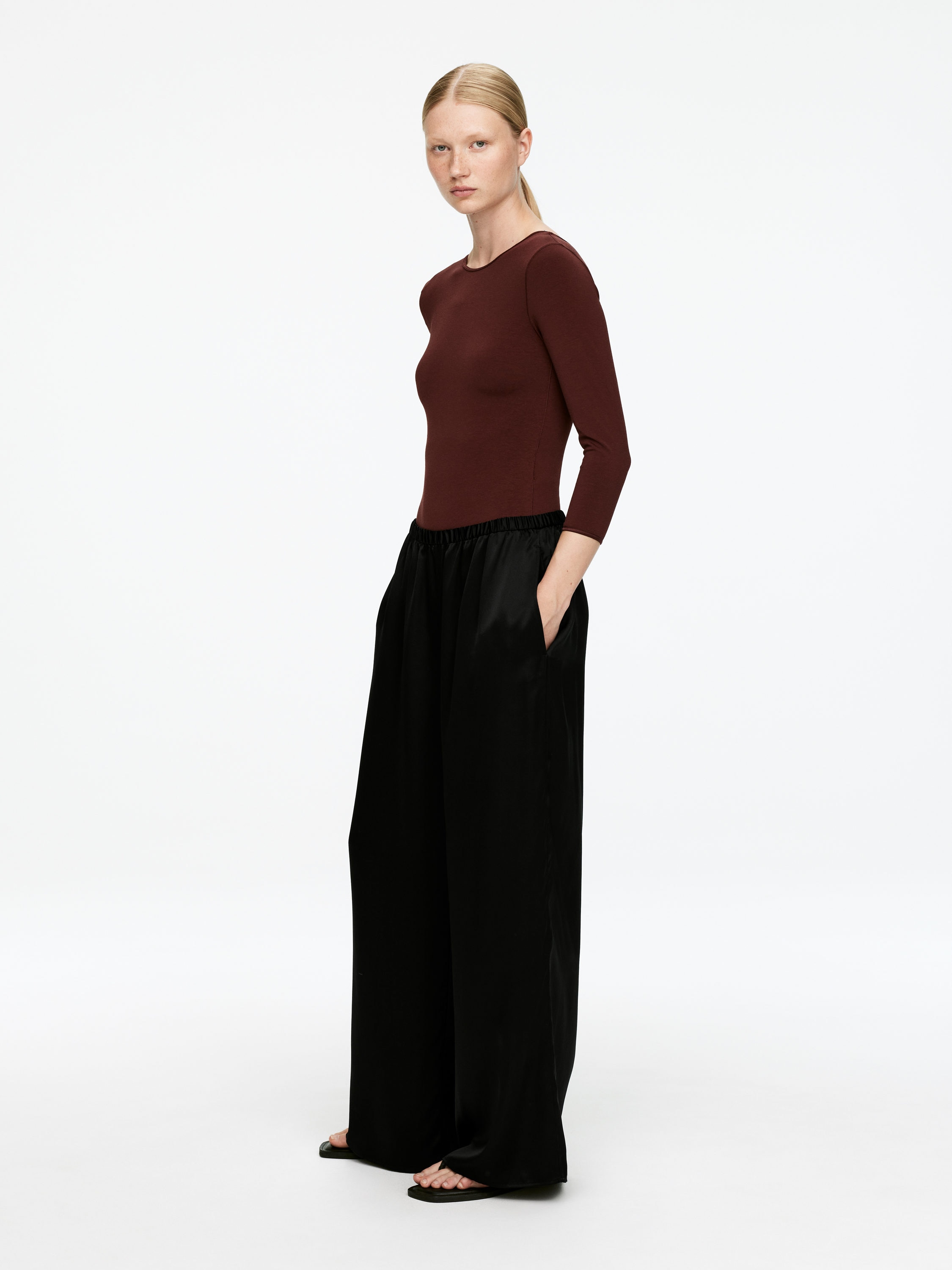 Long-Sleeve Bodysuit - Dark Brown - Slim fit - Women - StillMedia/Lookbook - 5