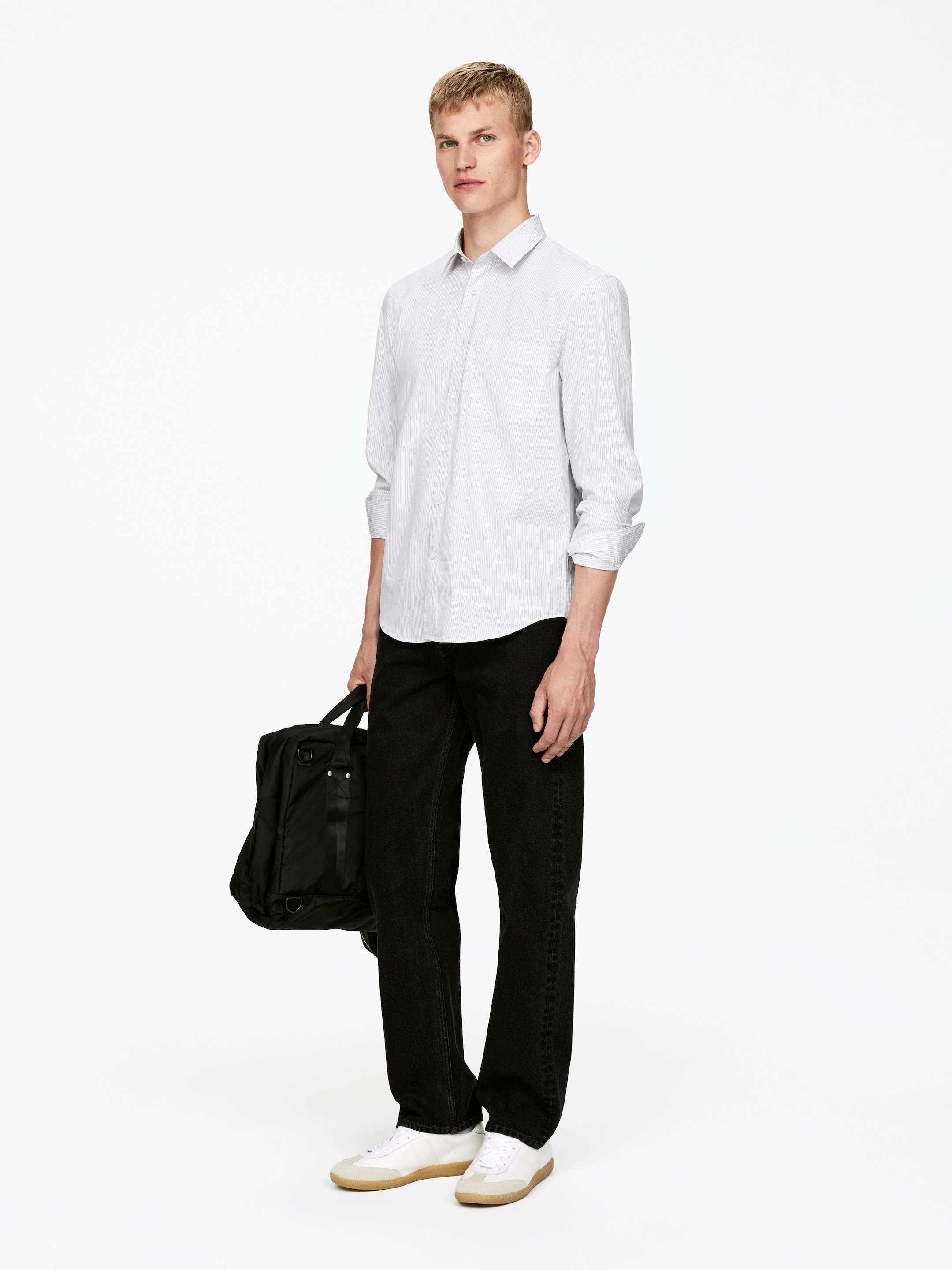 Grotere afbeelding bekijken: Poplin Shirt - Blauw/wit/zwart - HEREN | H&M BE 4